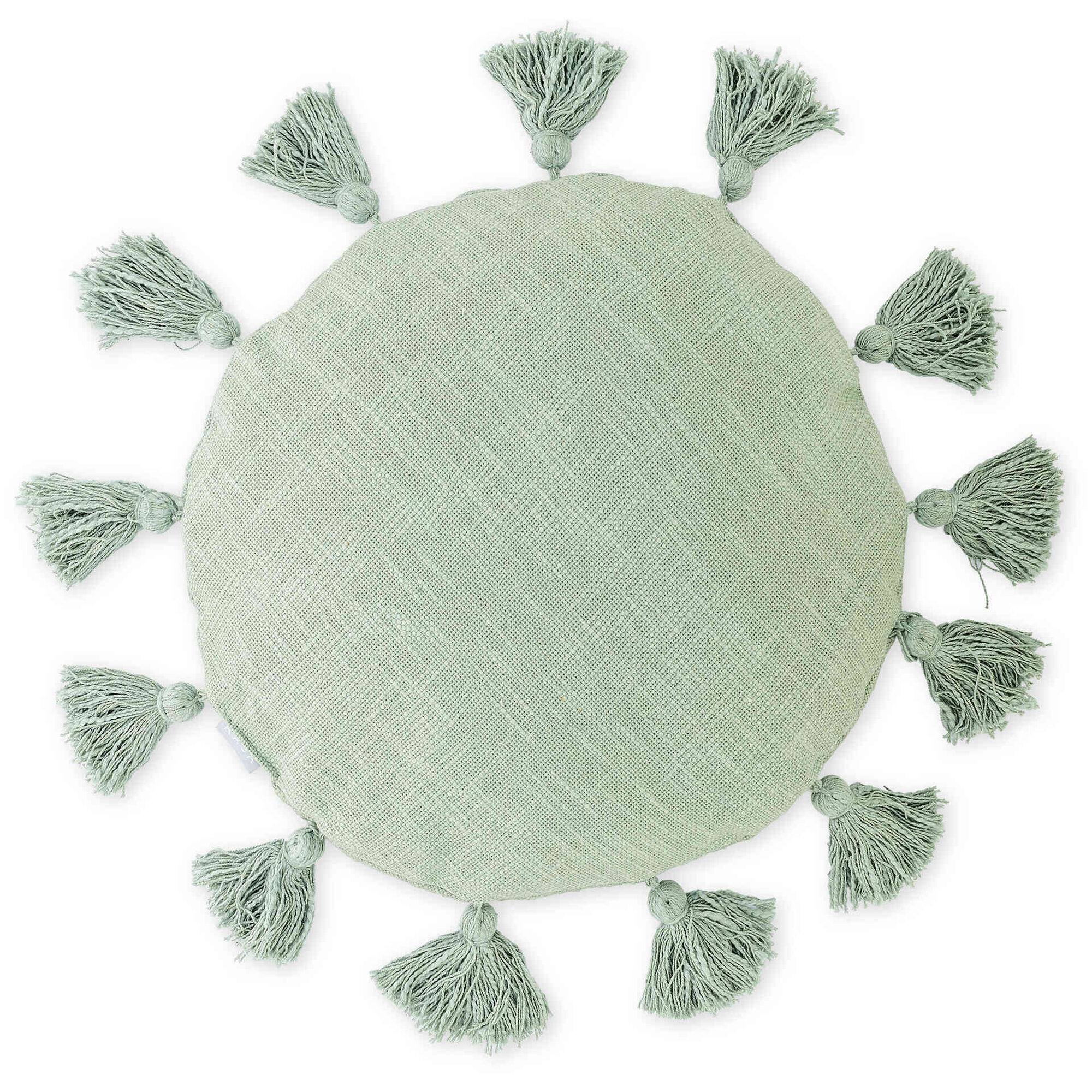 Almofada Redonda 40cm com Franjas Verde