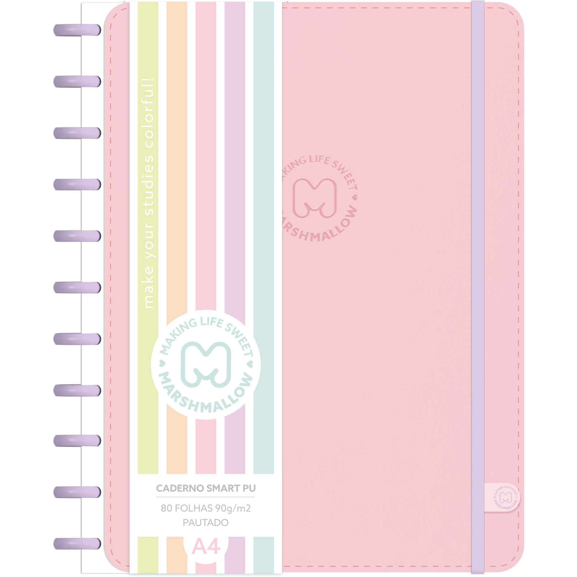 Caderno Smart Espiral A4 Pautado (v&aacute;rias cores) Marshmallow