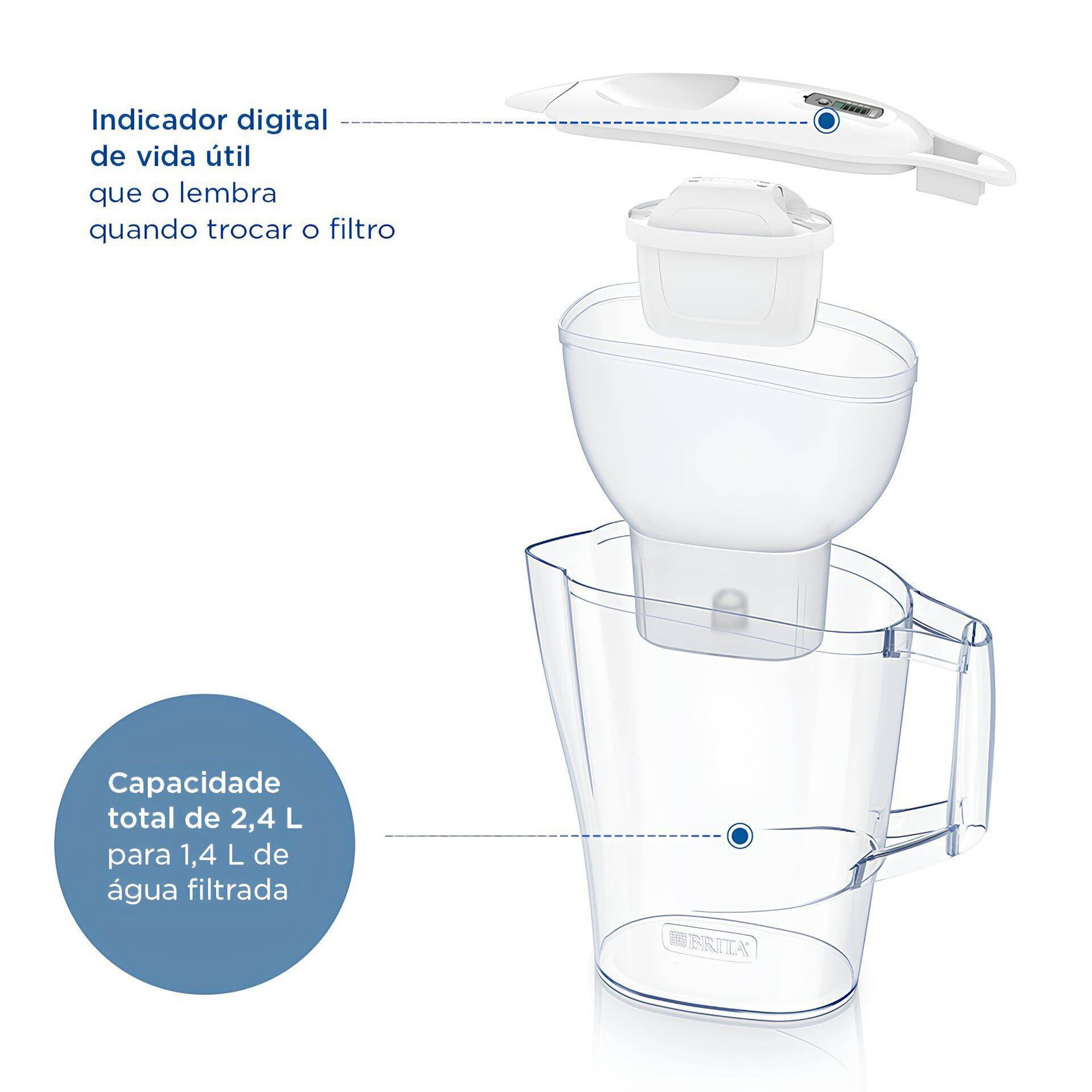 Conjunto Jarro de Filtrar 3,5L Marella Branco e 1 Filtro Maxtra Pro All-In-1 Brita