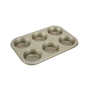 Forma 6 Muffins Aço Carbono 29x19cm Dourada Chefe