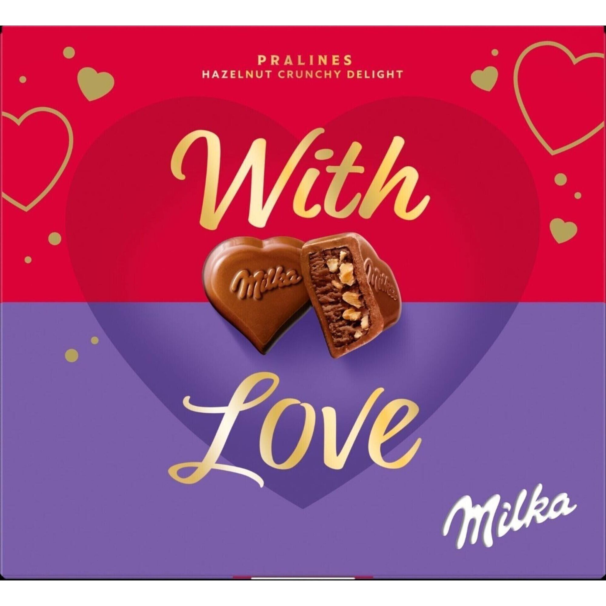 Bombons de Chocolate Pralin&eacute; Avel&atilde; Crocante With Love Milka