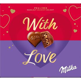 Bombons de Chocolate Pralin&eacute; Avel&atilde; Crocante With Love Milka