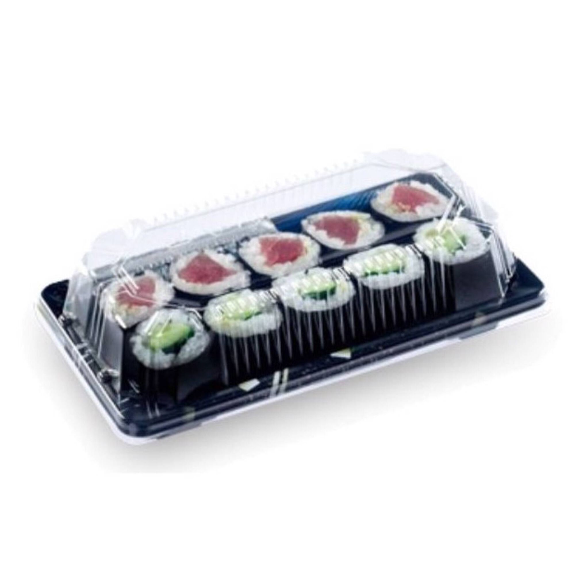 Embalagem Sushi Plástico Preta Embalagem Sushi Plástico Preta