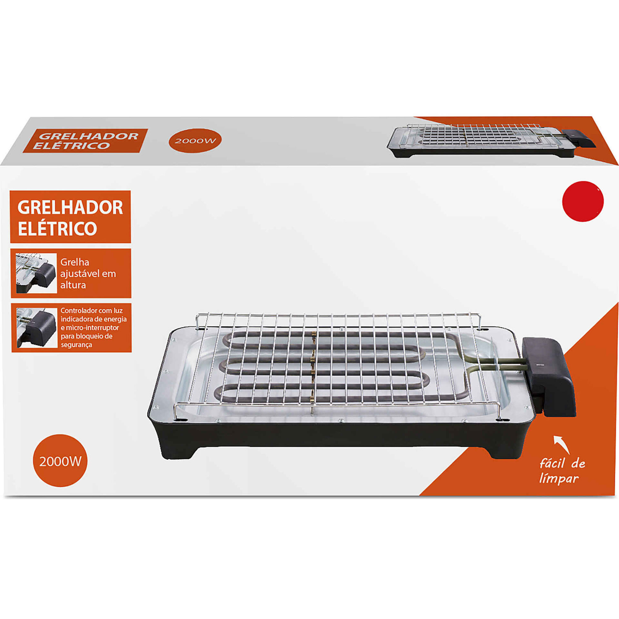 Grelhador El&eacute;trico 2000W A&ccedil;o Inoxid&aacute;vel