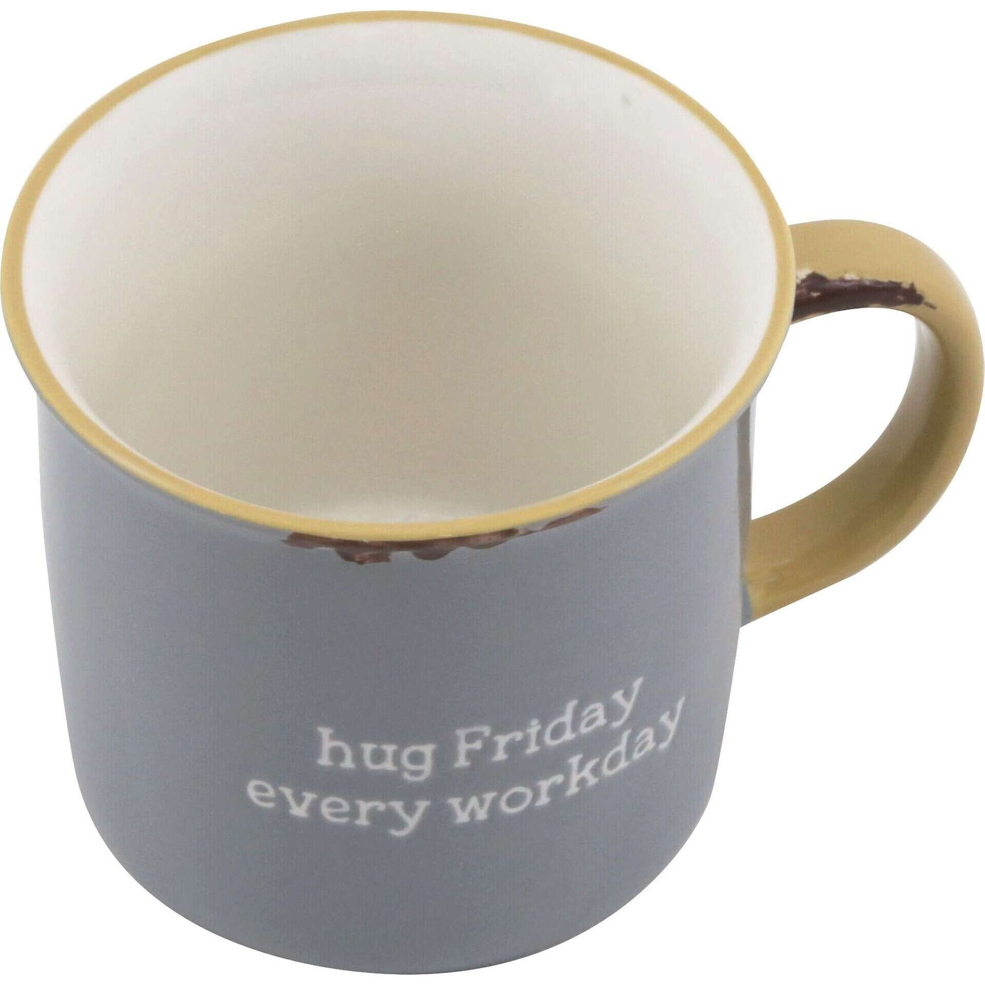 Caneca 370ml Vintage Hug Friday Cinza Claro