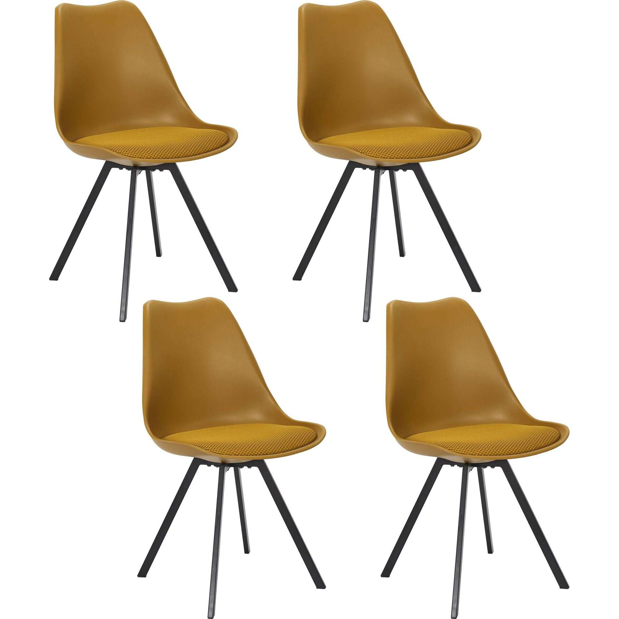 Conjunto de 4 Cadeiras Amarela Atom