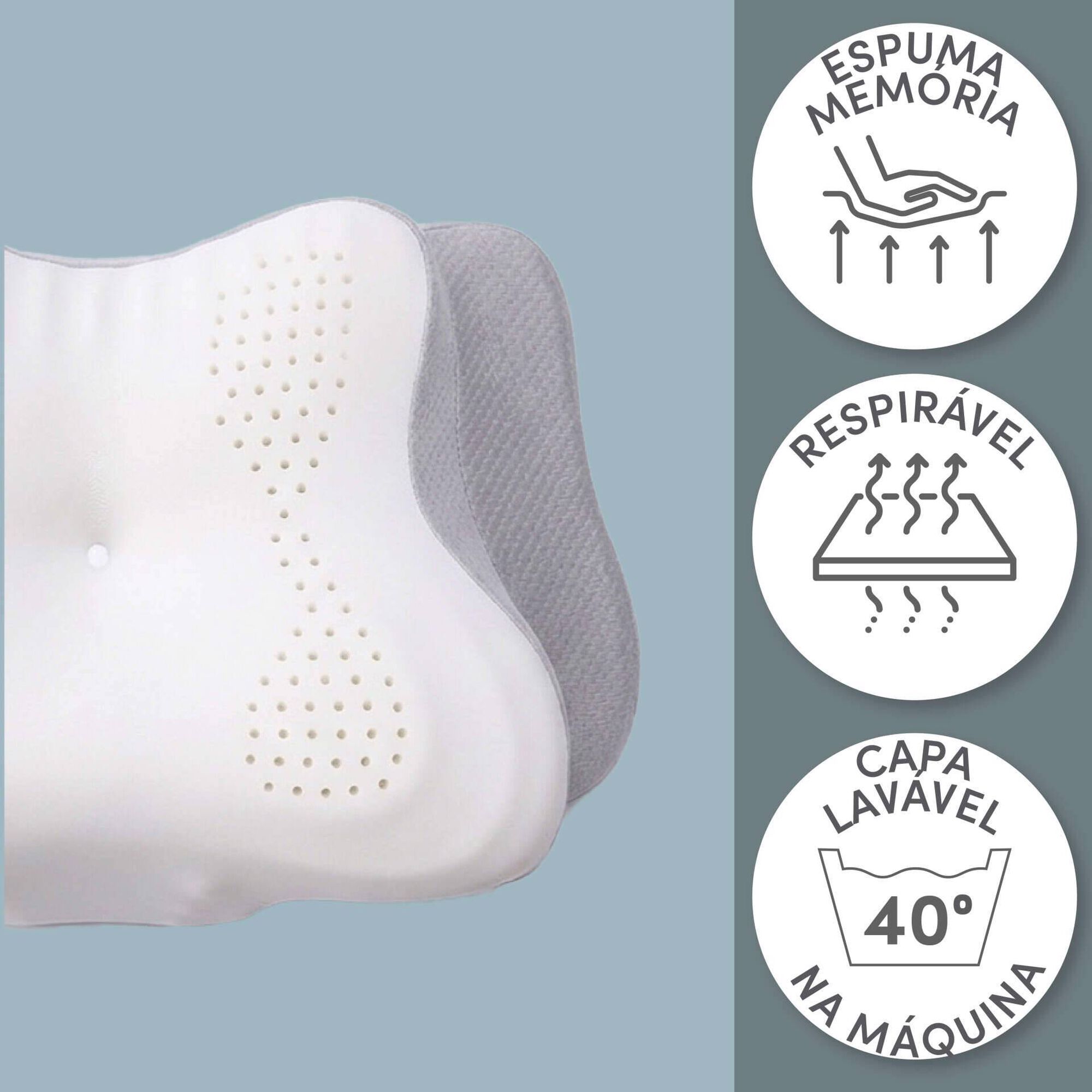 Almofada 62x37x14,4cm Cervical Viscoel&aacute;stica Kasa