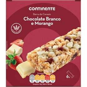 Barras de Cereais Morango e Chocolate Branco