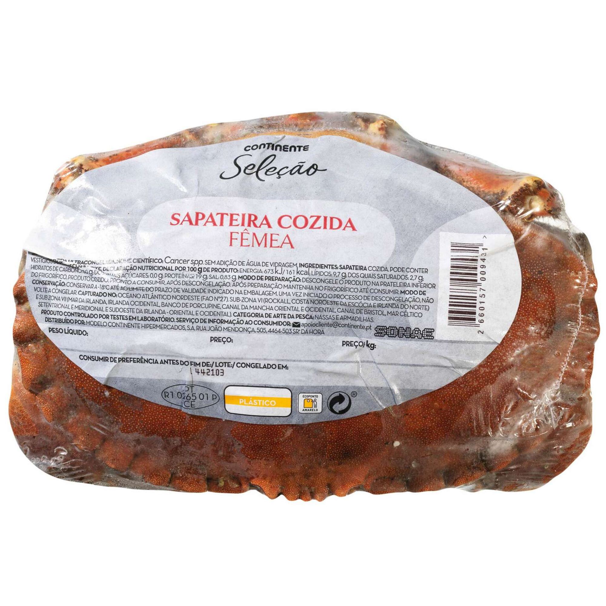 Sapateira Cozida Ultracongelada