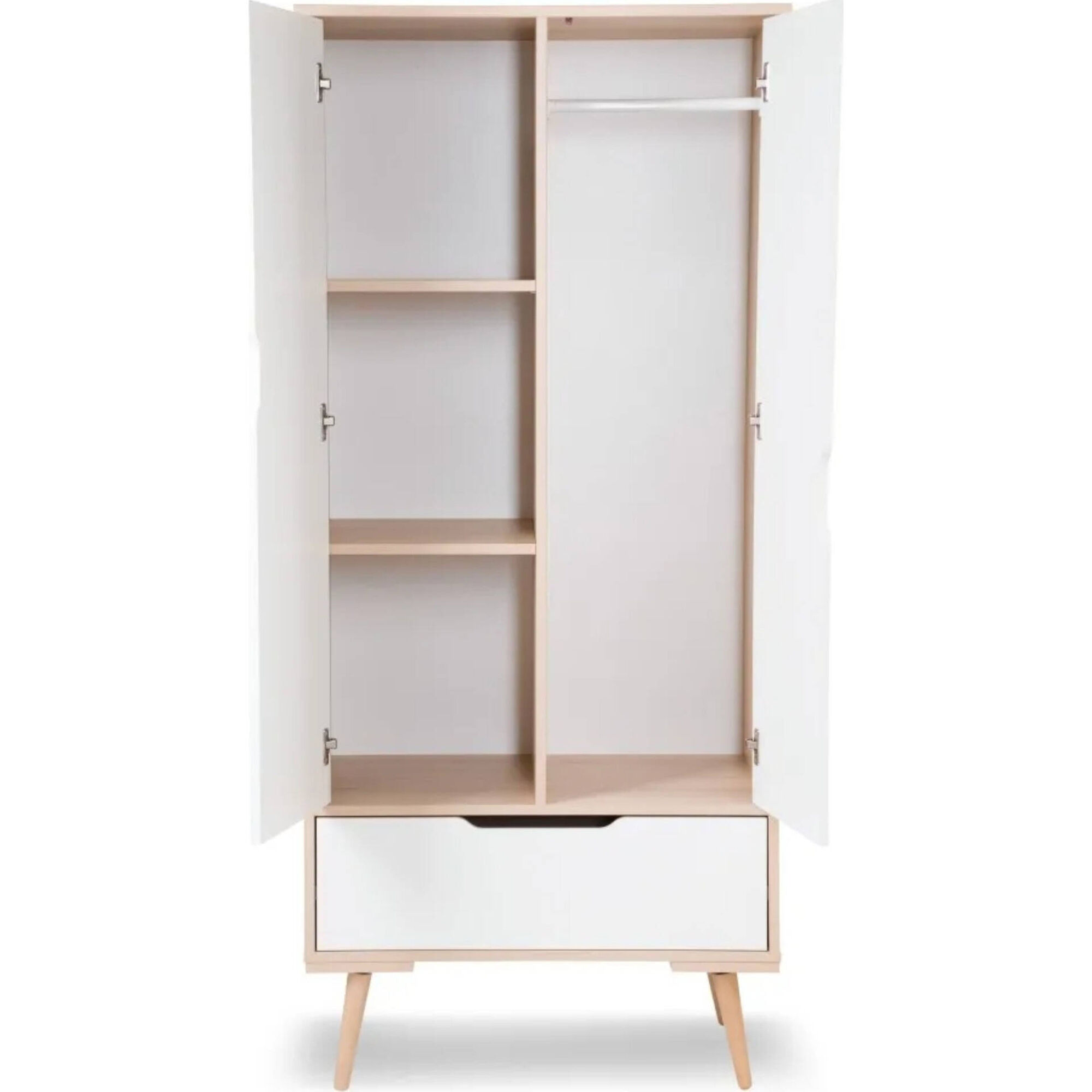 Roupeiro 2 Portas 80x50x180cm Faia e Branco Sofie