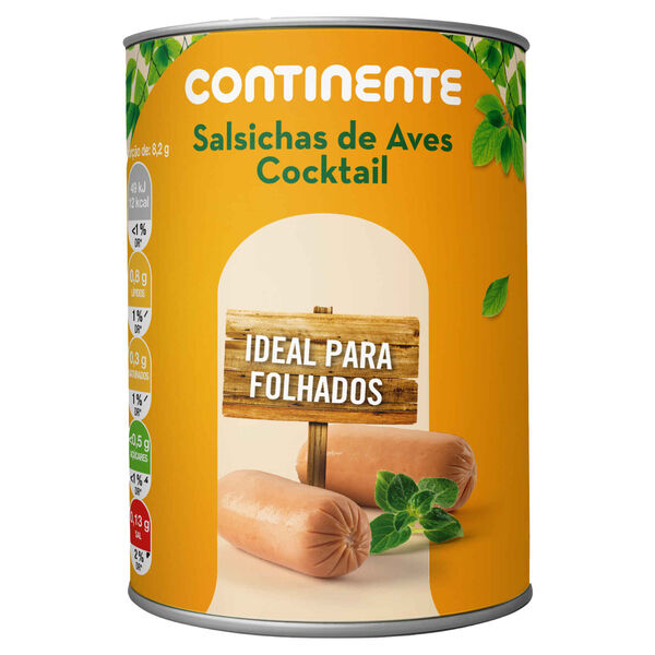 Salsichas de Aves Cocktail Lata Continente