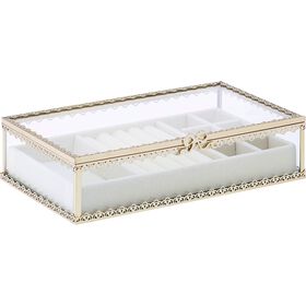 Caixa de J&oacute;ias Vidro Dourada Kasa