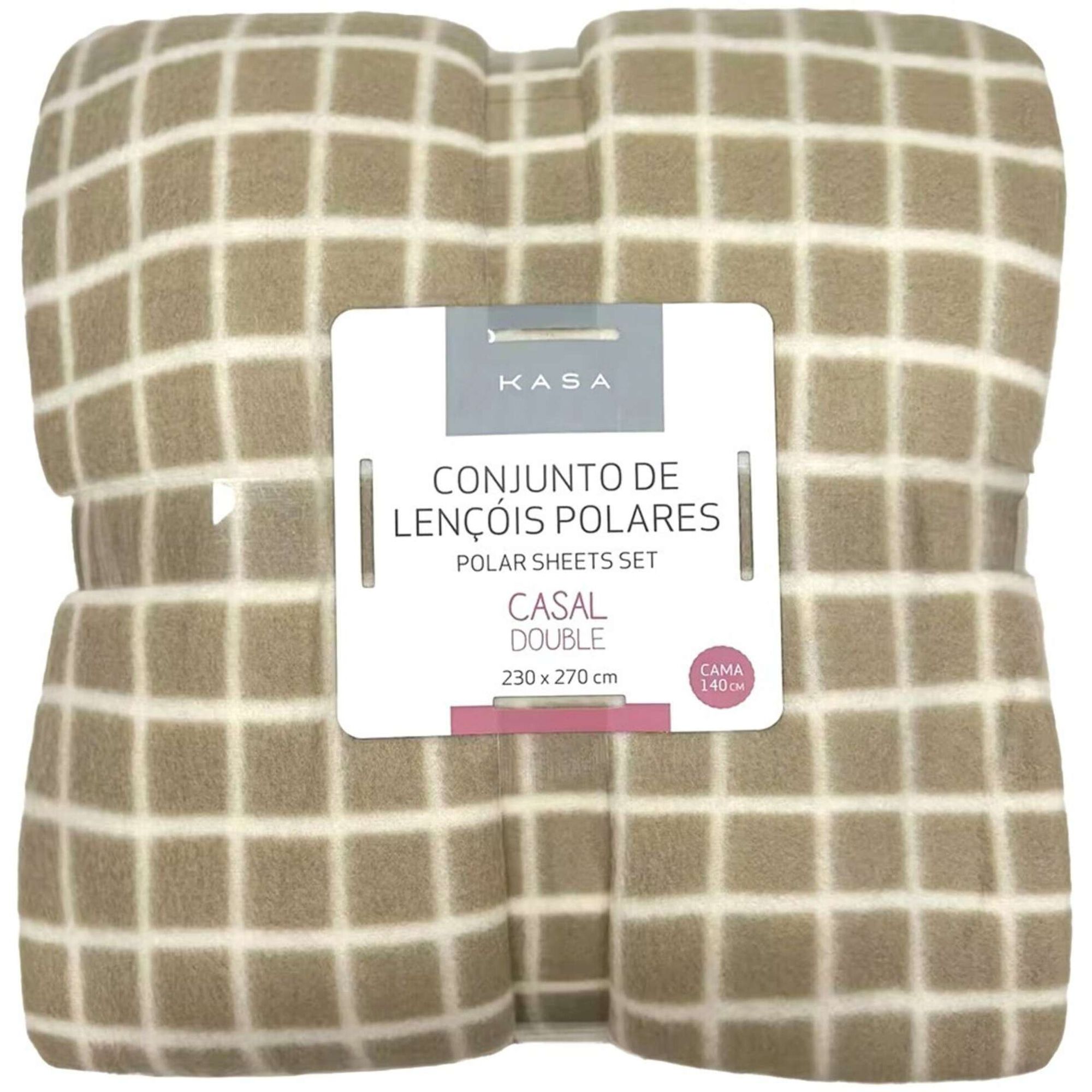 Conjunto de Len&ccedil;&oacute;is Polares 270x230cm Liso Bege Kasa