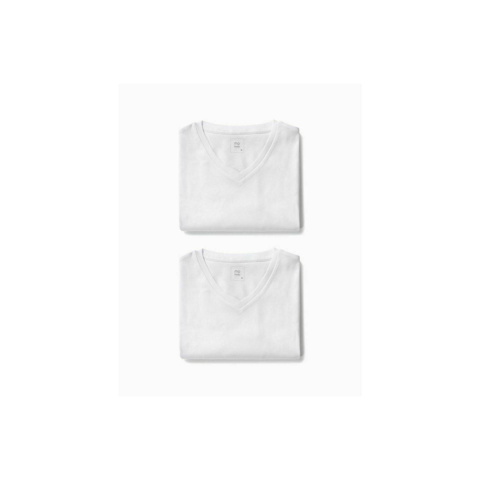 T-shirt Interior Gola em V Algodão Branco S Homem