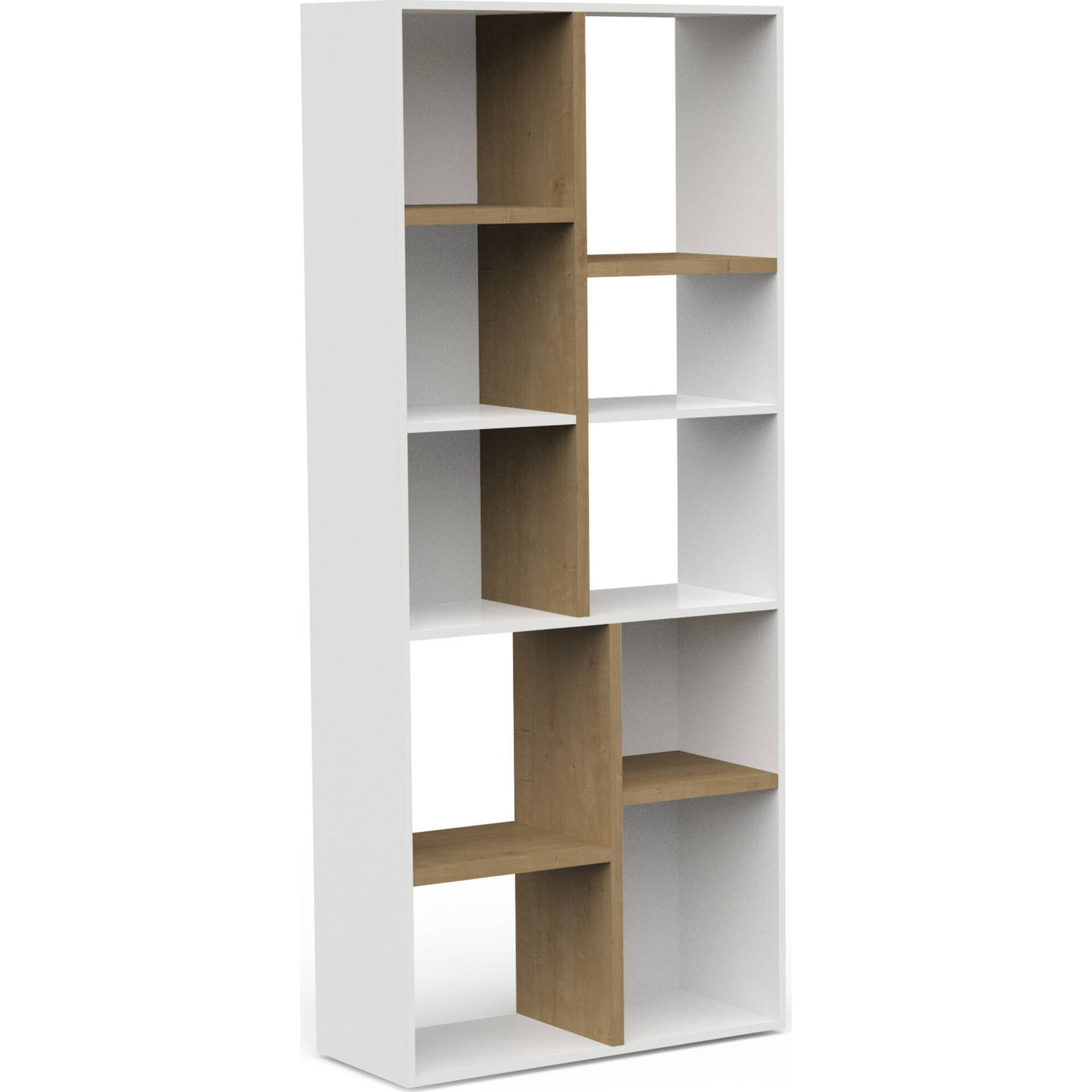 Estante Decorativa 78x36x183cm Branca e Carvalho Access Estante Decorativa 78x36x183cm Branca e Carvalho Access