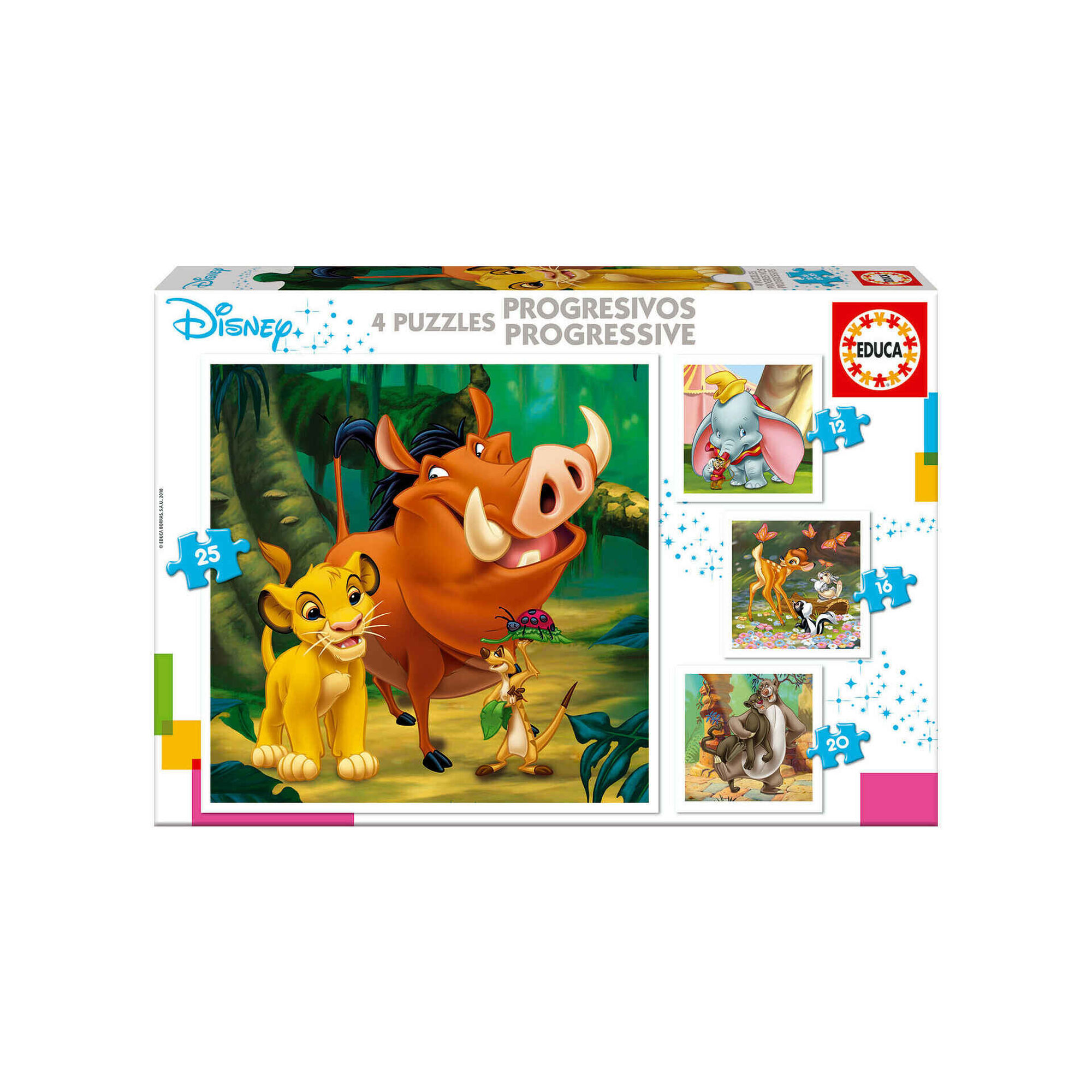 4 Puzzles Progressivos Disney 12 a 25 Pe&ccedil;as (v&aacute;rios modelos)