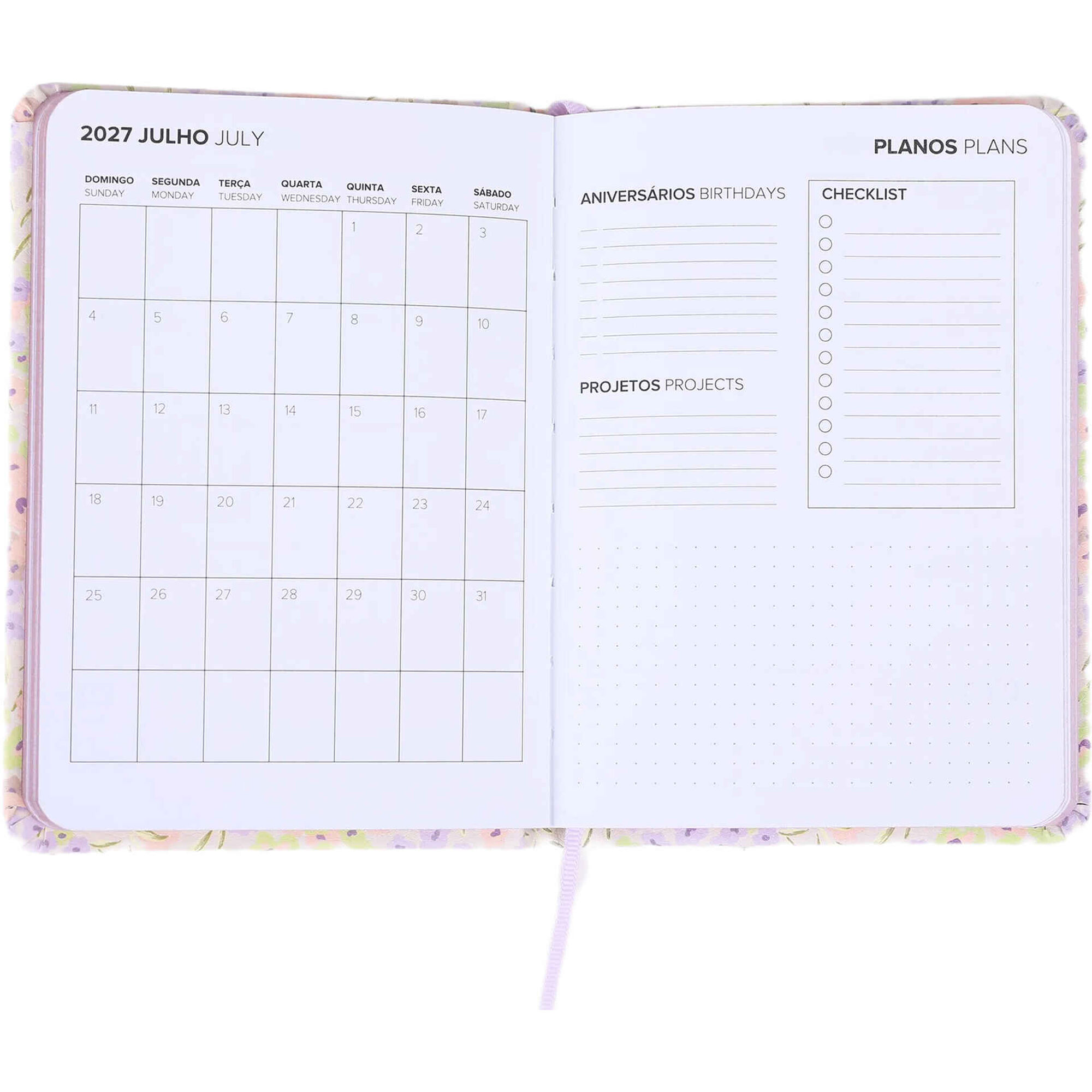 Agenda Semanal 2027 A6 Mini Flowers (v&aacute;rias cores) Note!