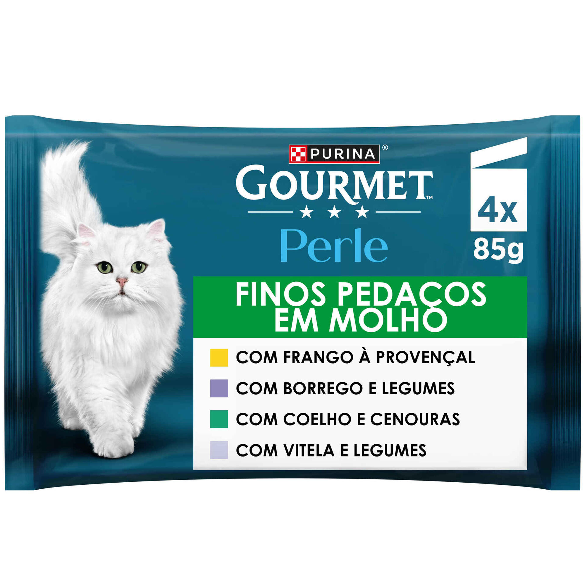 Comida H&uacute;mida para Gato Adulto Finos Peda&ccedil;os em Molho Saquetas Purina Gourmet Perle