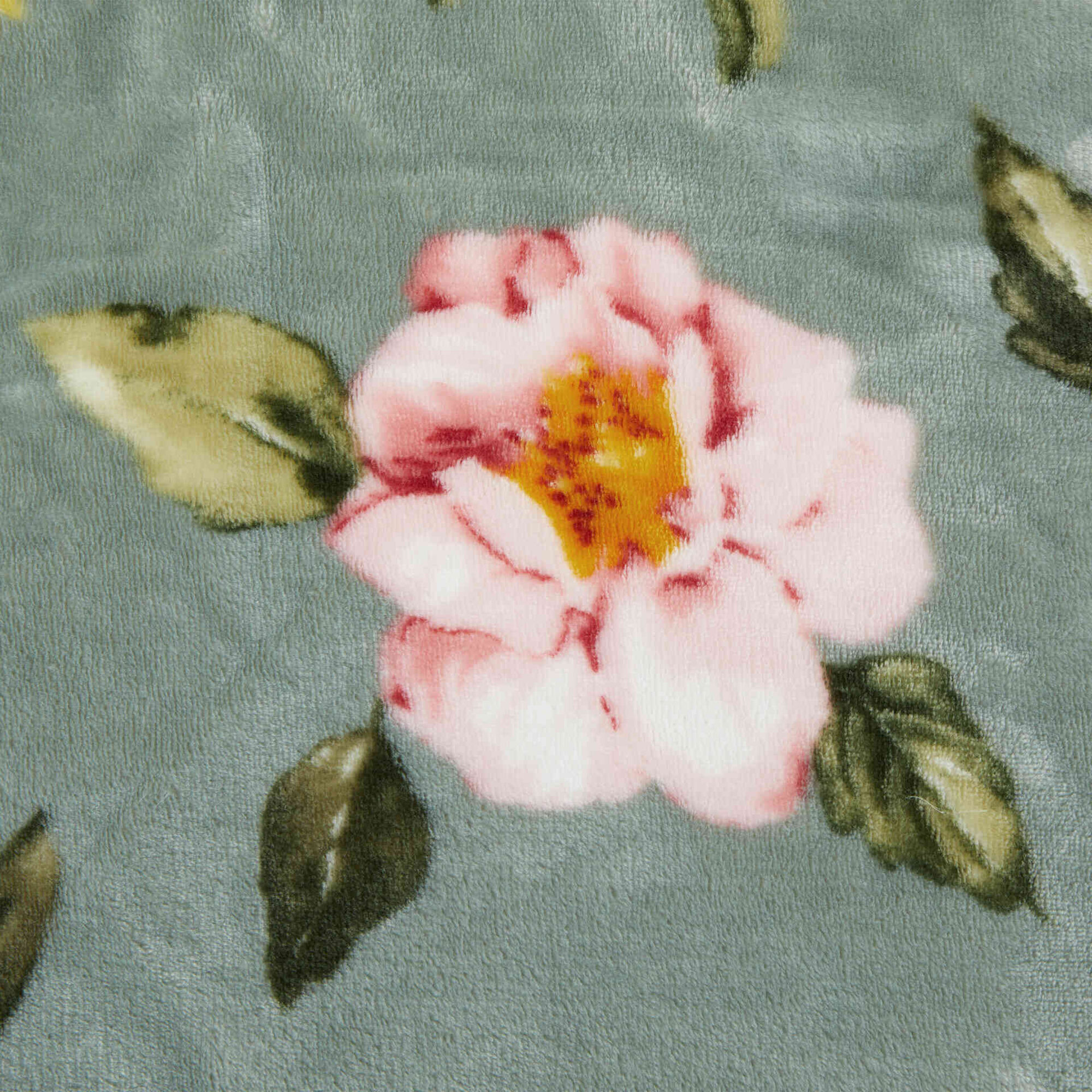 Manta Borreguito 130x160cm Flores Verde