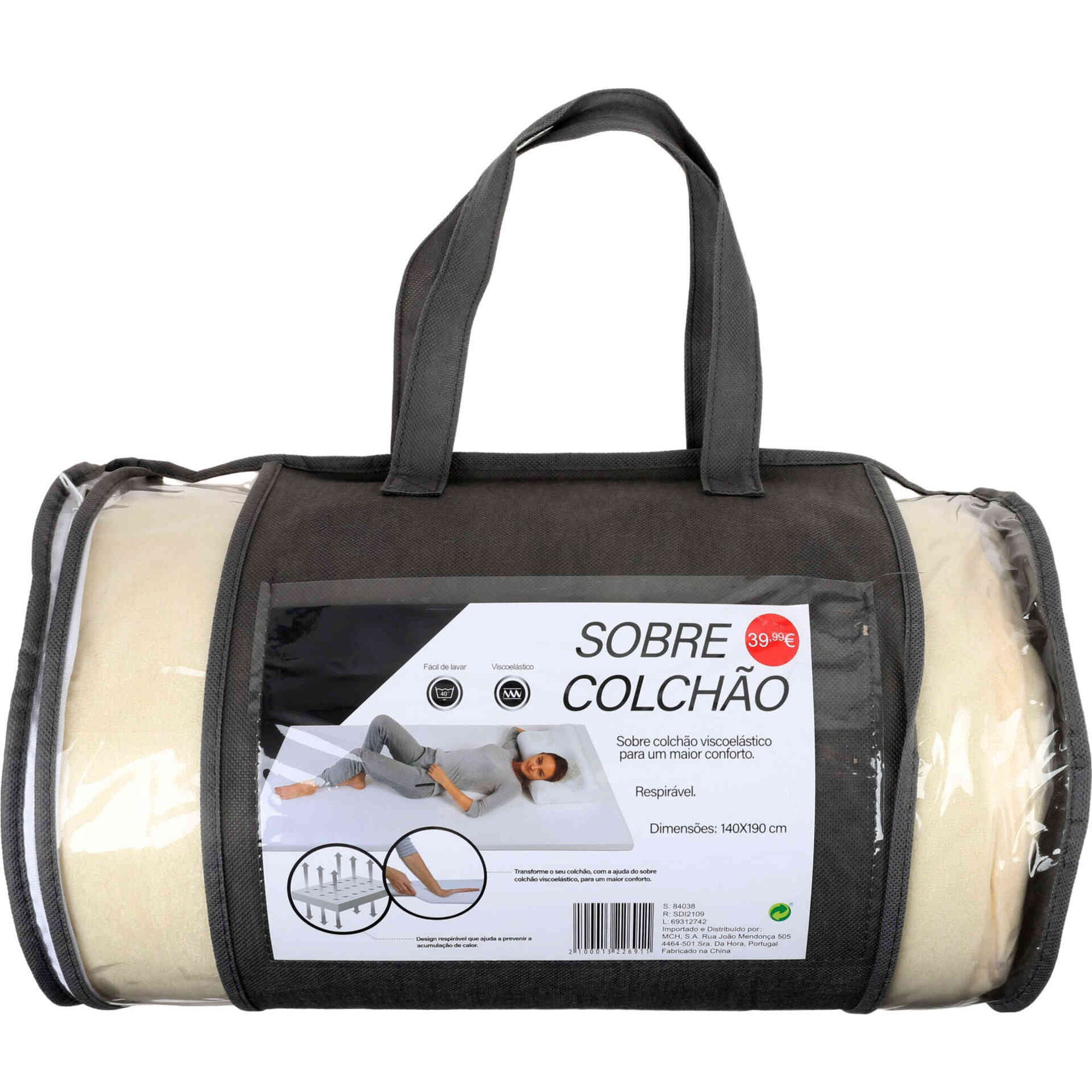 Sobrecolchão Viscoelástico Bege 140x190cm