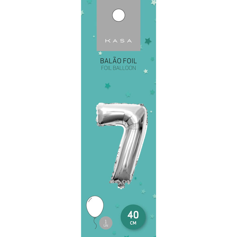 Balão Foil 40cm Nº 7 Prateado Kasa