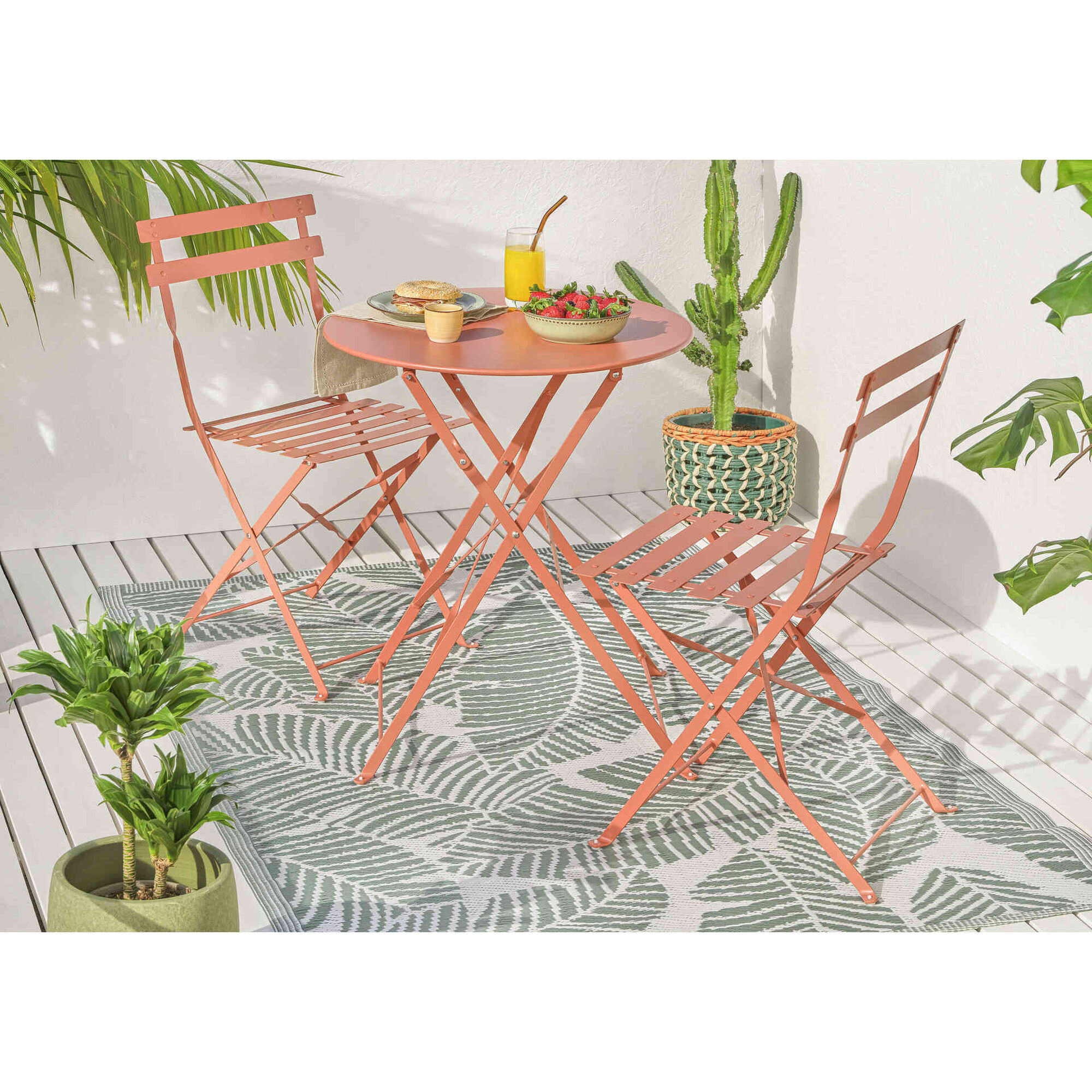 Conjunto de Refeição Mesa e 2 Cadeiras Terracota Conjunto de Refeição Mesa e 2 Cadeiras Terracota