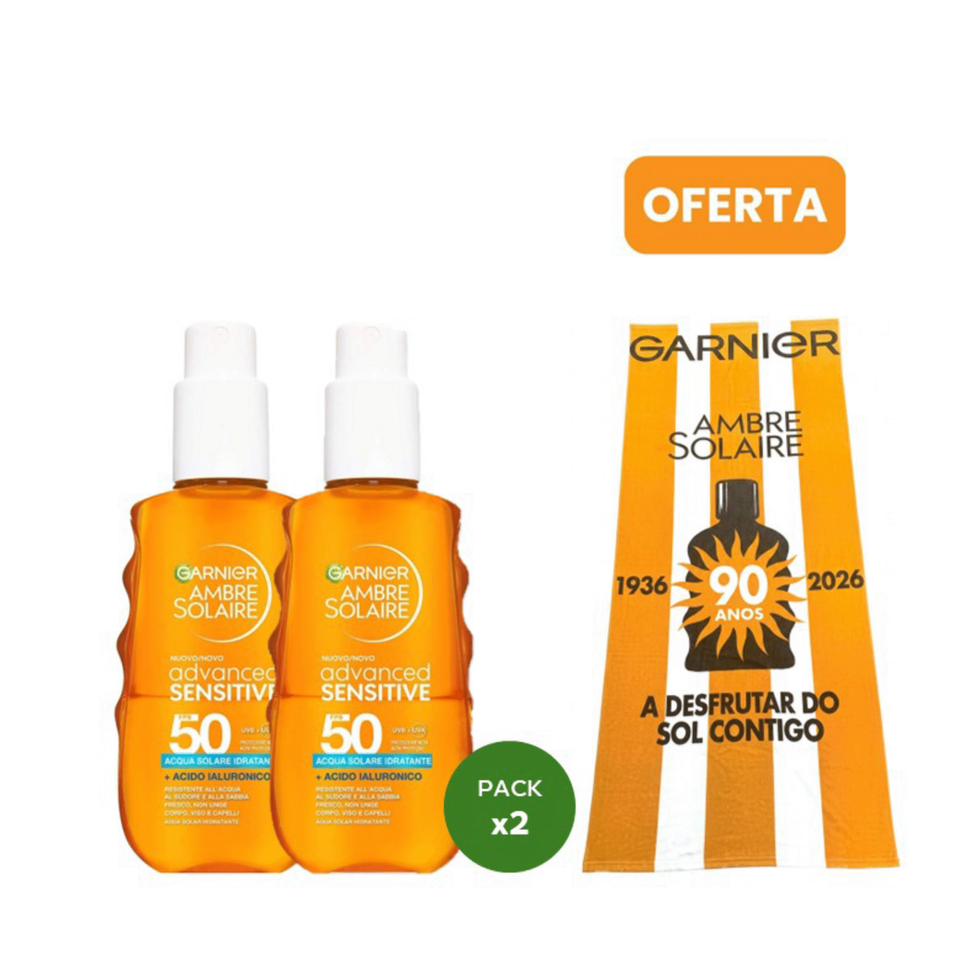 Protetor Solar Sensitive Advanced FPS 50 + Oferta Toalha Garnier Ambre Solaire&nbsp;