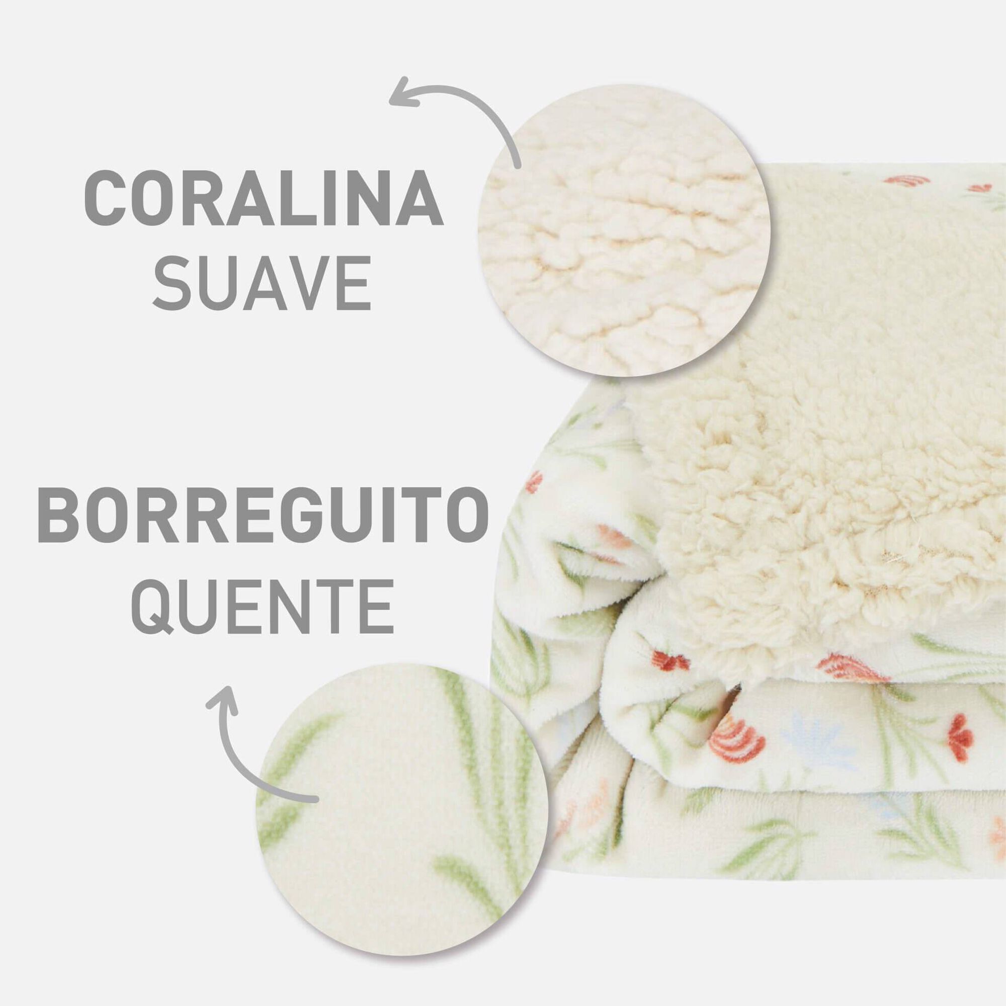 Manta Borreguito 130x160cm Bege Plantópia