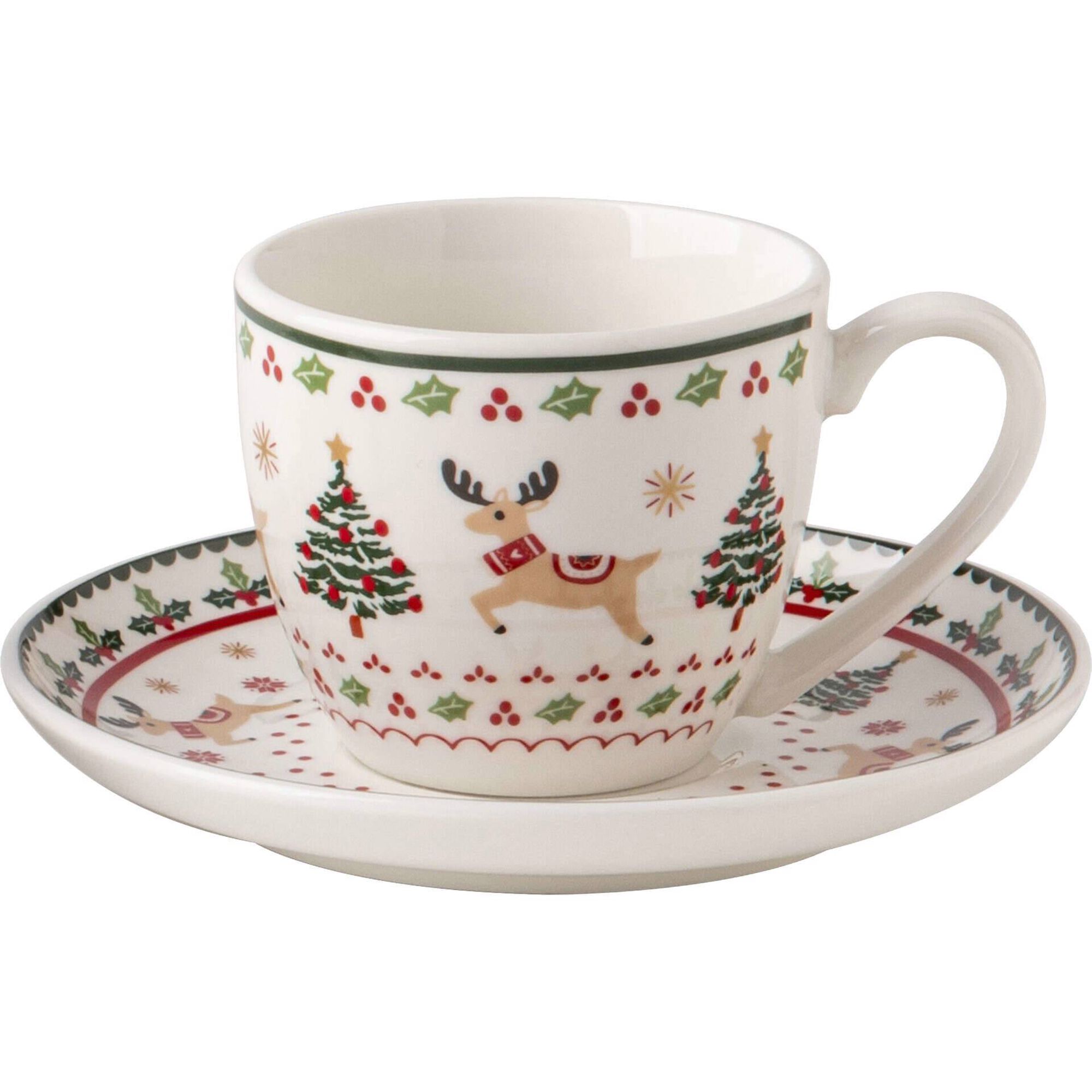 Conjunto 4 Chávenas Café 80ml Motivos Natal