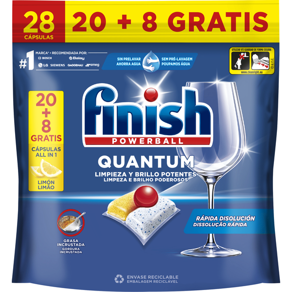 Detergente Máquina Loiça Pastilhas Quantum Limão Finish