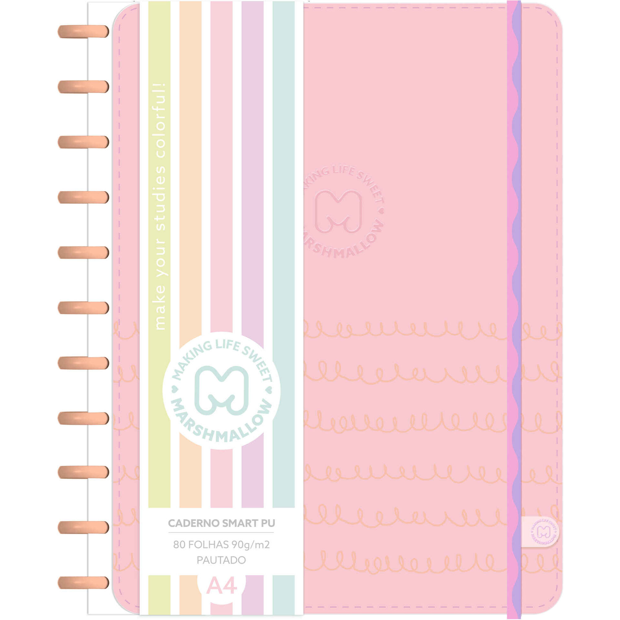 Caderno Smart Espiral A4 Pautado (v&aacute;rias cores) Marshmallow