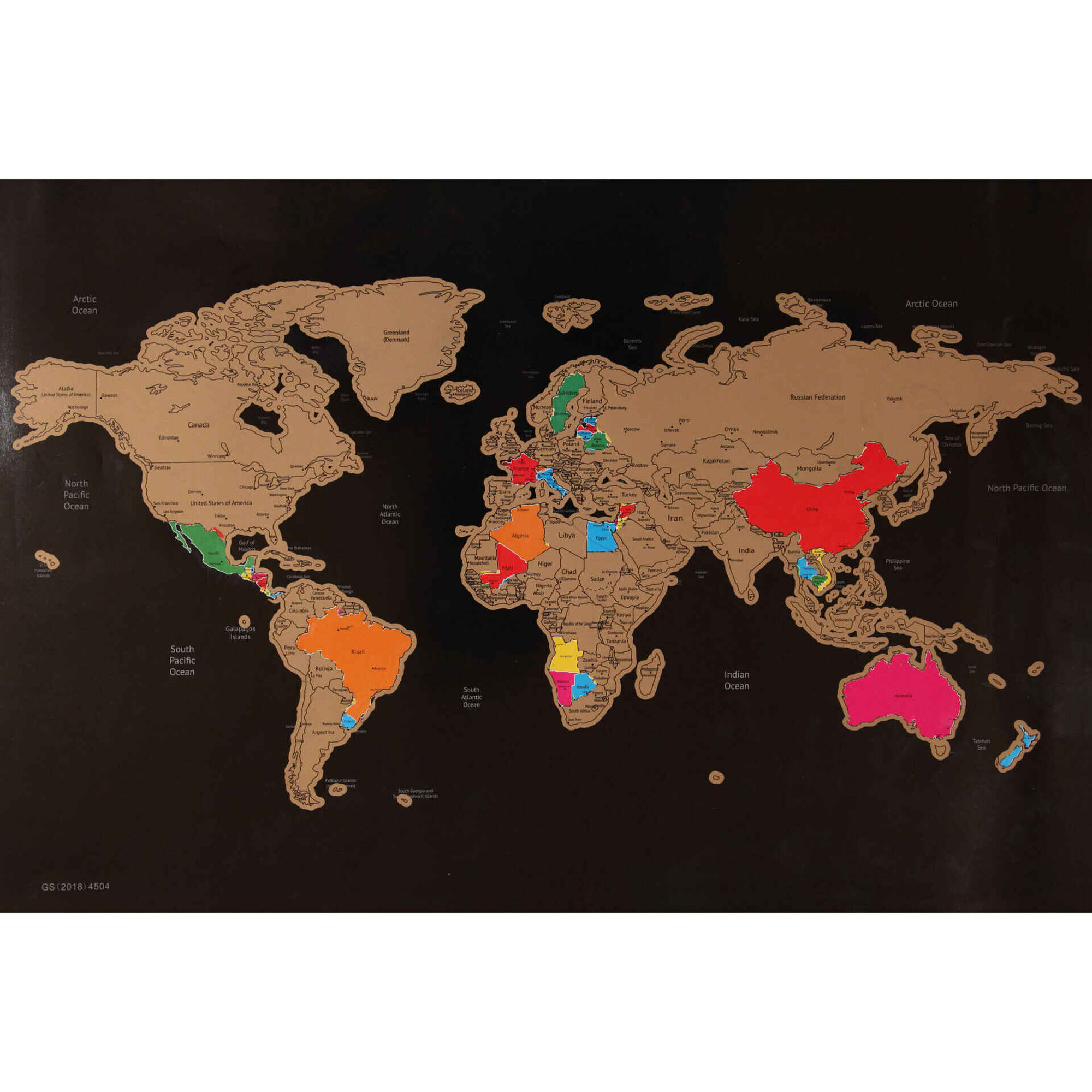 Poster Mapa Mundo 60x40cm Preto Kasa