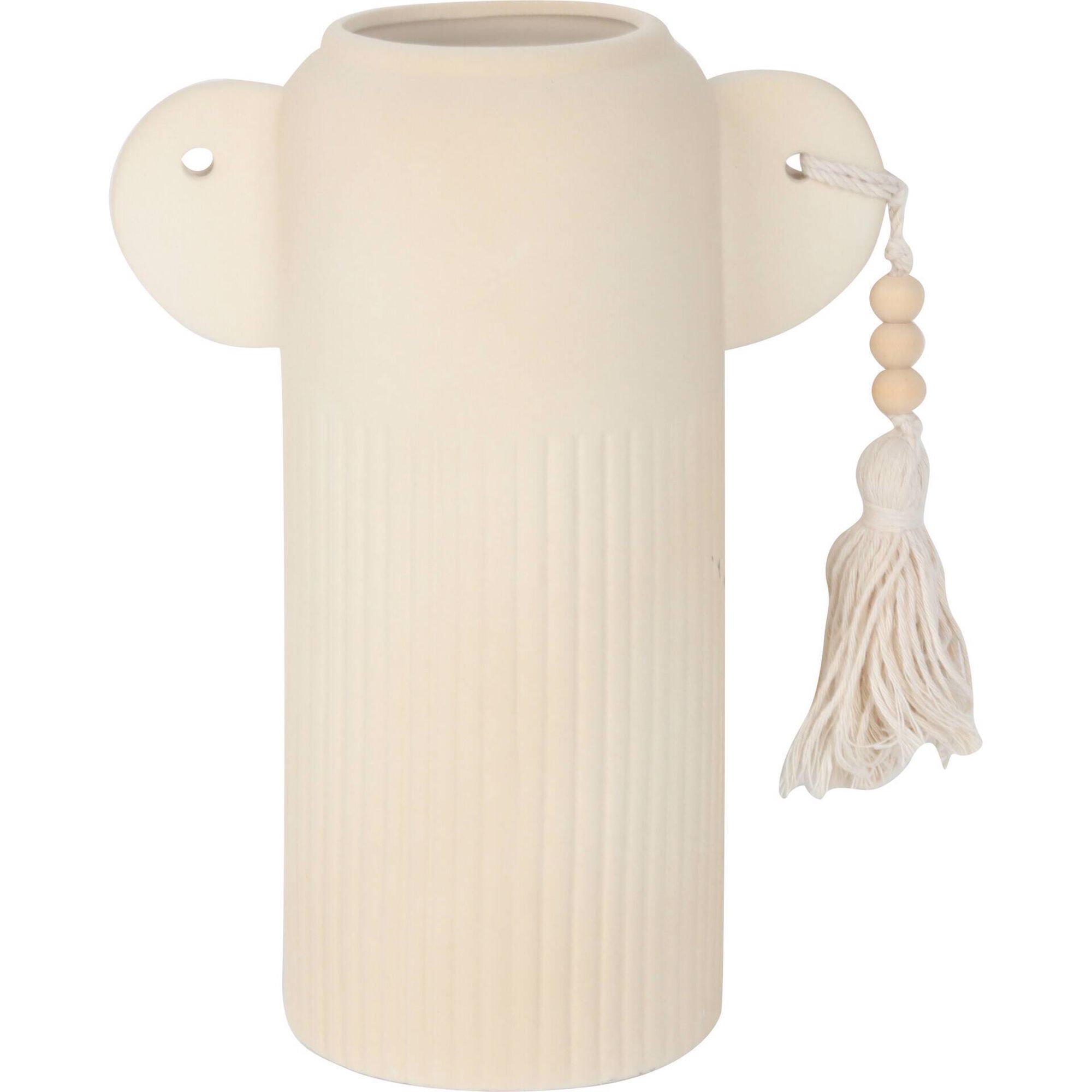 Jarra 22cm Bege Alta com 2 Asas e Corda
