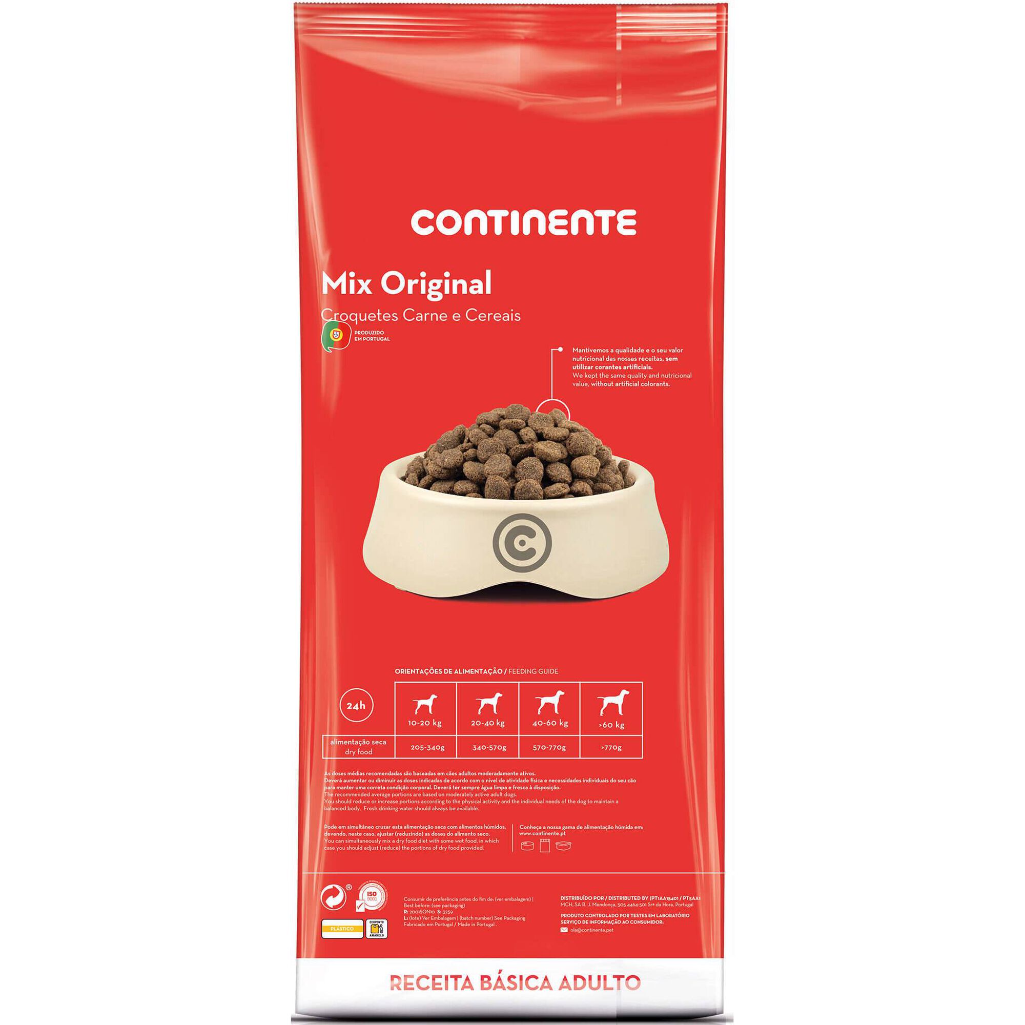 Ra&ccedil;&atilde;o para C&atilde;o Croquetes Carne e Cereais Continente Pet Basic