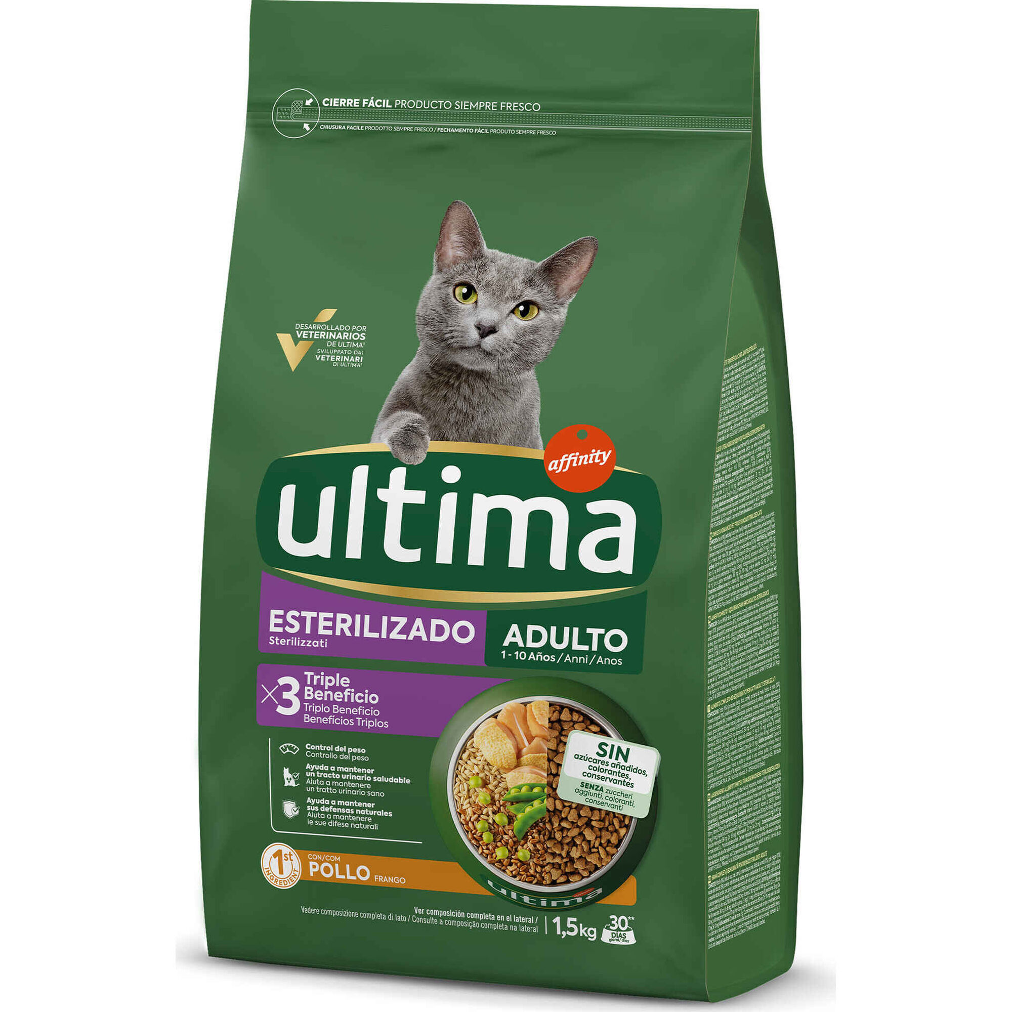Ra&ccedil;&atilde;o para Gato Adulto Esterilizado Frango Affinity Ultima