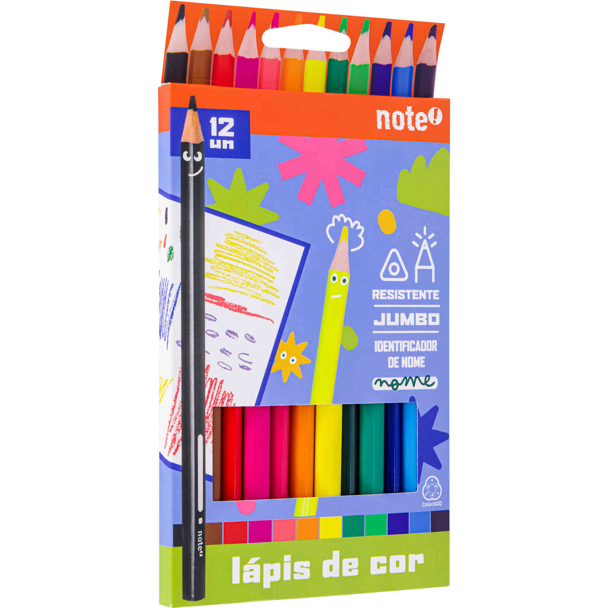 Conjunto 12 L&aacute;pis de Cor Jumbo Note!