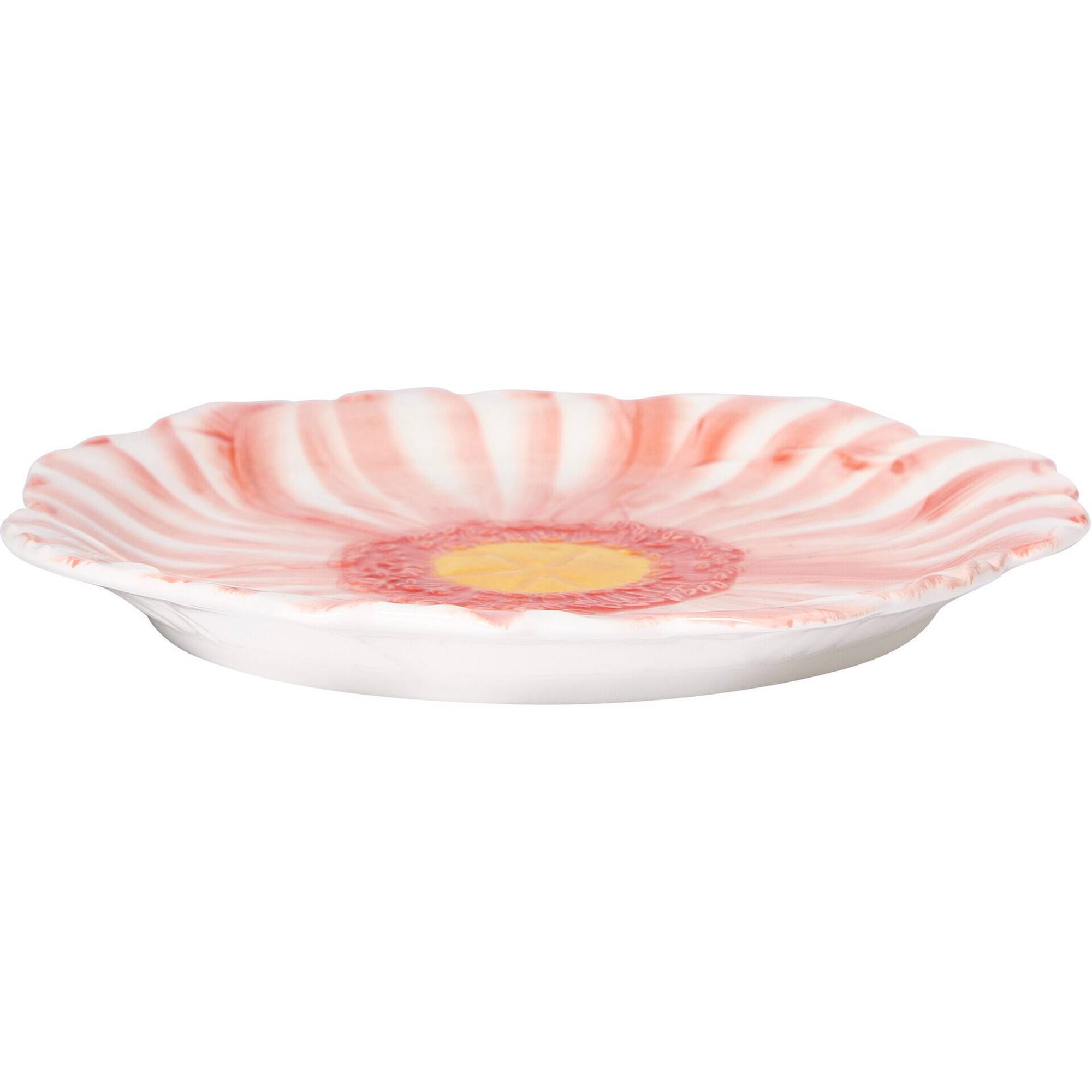 Prato Redondo 25,5cm Rosa com Centro Amarelo Kasa