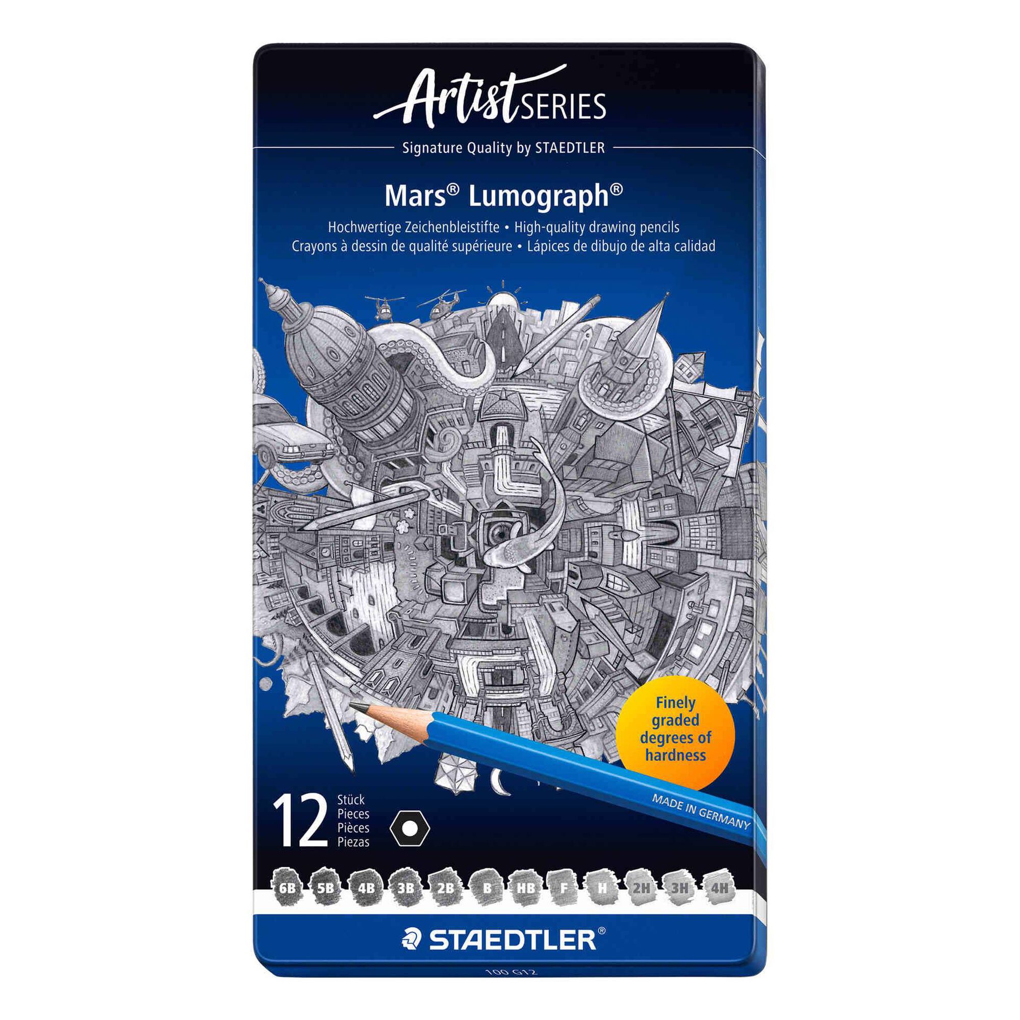 L&aacute;pis de Desenho Mars Lumograph 12 Grada&ccedil;&otilde;es Staedtler