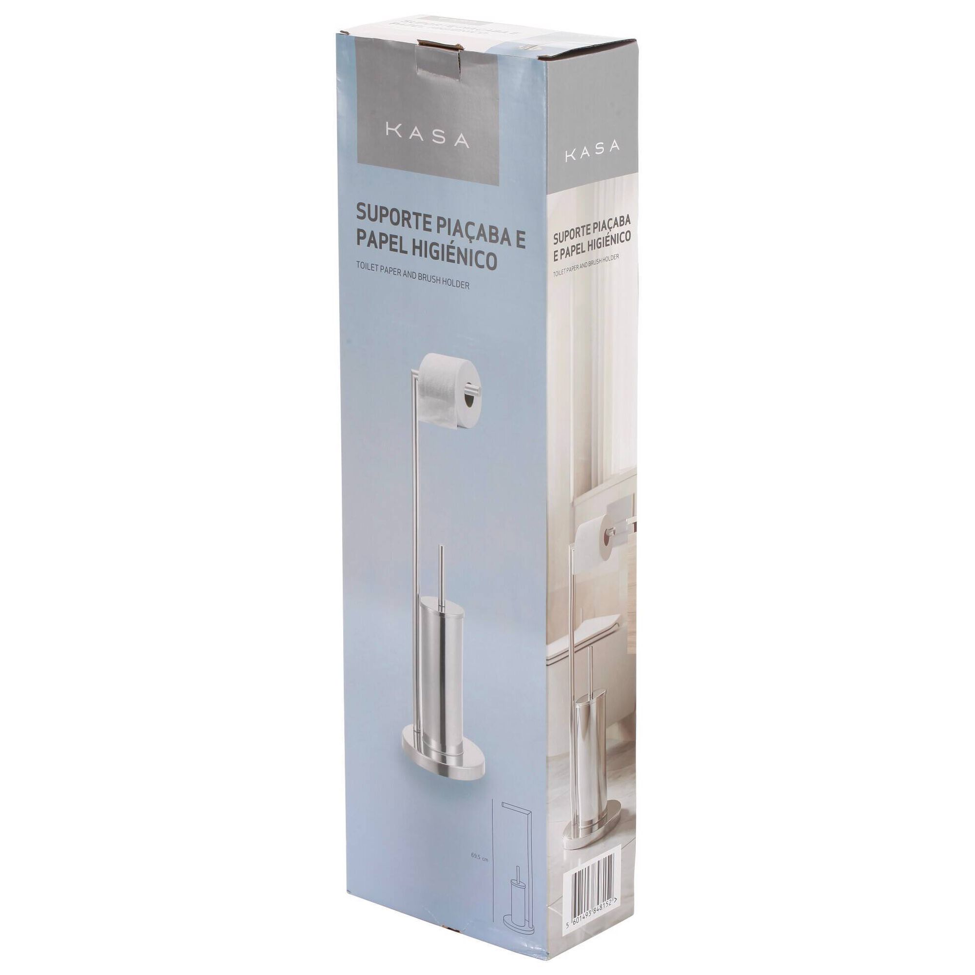 Suporte Pia&ccedil;aba e Papel Higi&eacute;nico Prateado Kasa