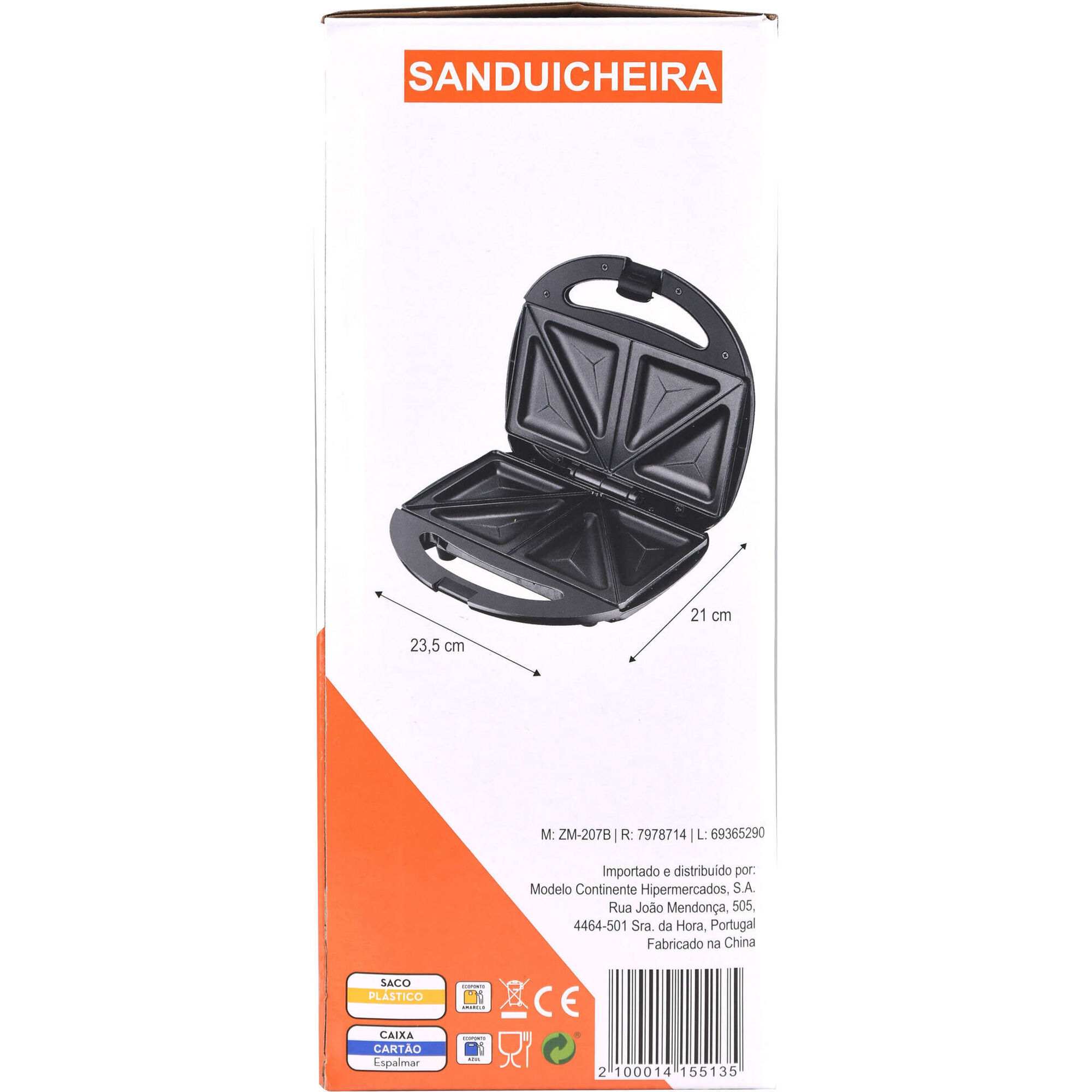 Sandwicheira Antiaderente Preta 750W Bazar&atilde;o