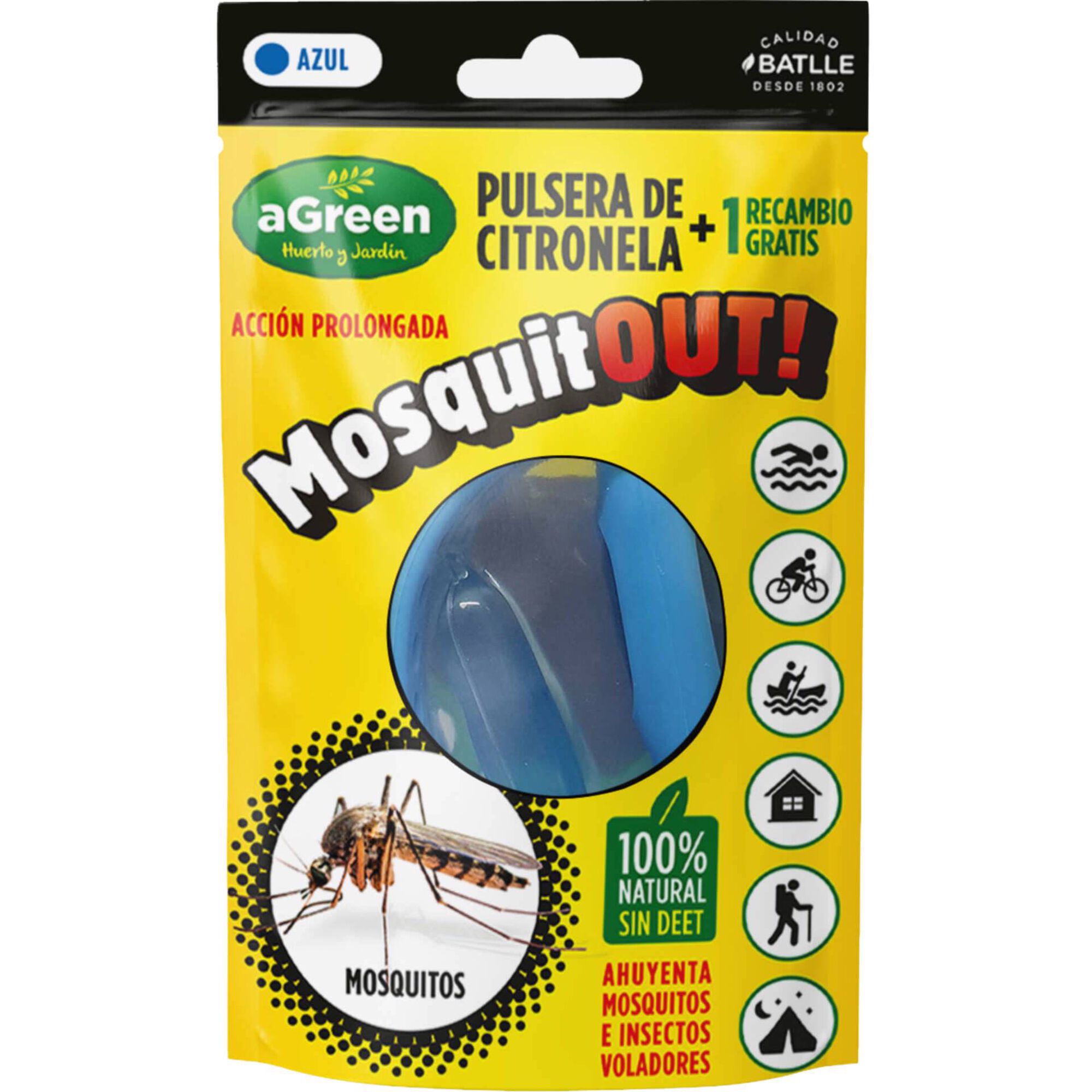 Pulseira Citronela Anti-Mosquitos + Recarga Azul