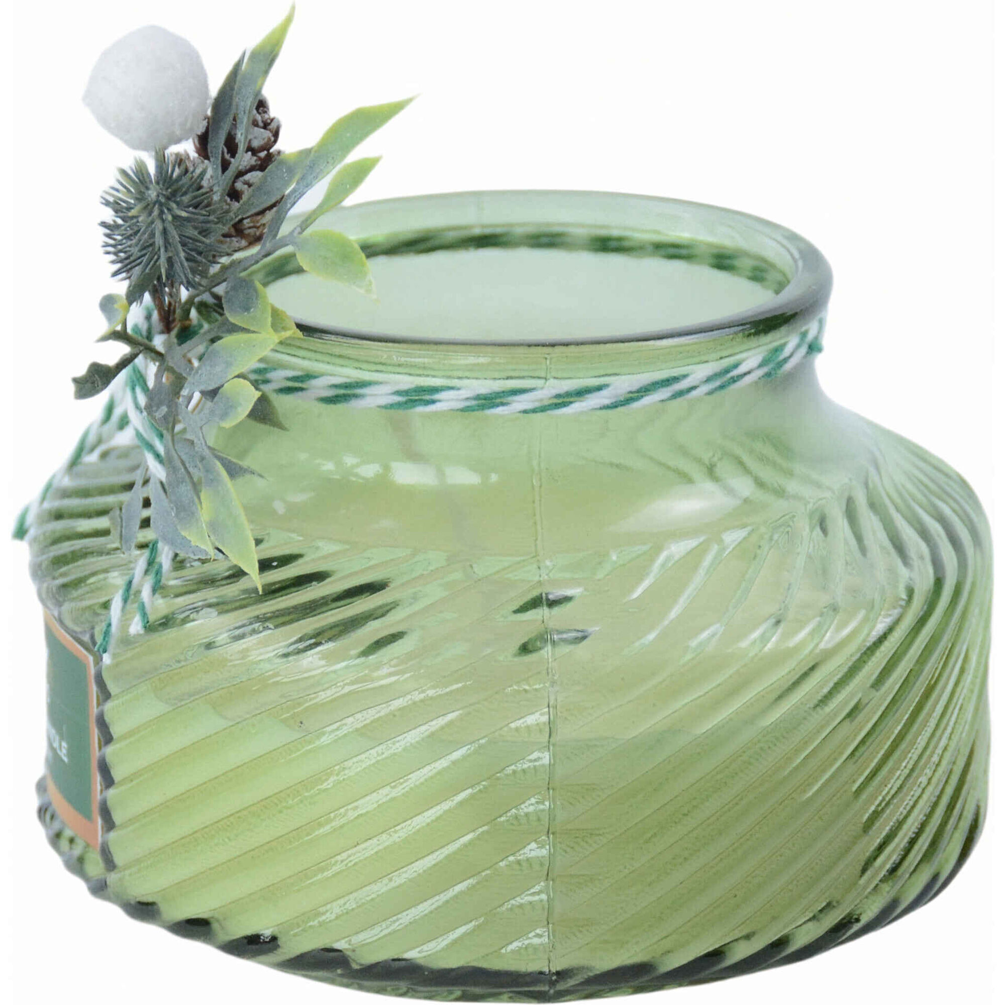 Vela em Copo Grande 370g Verde com Azevinho