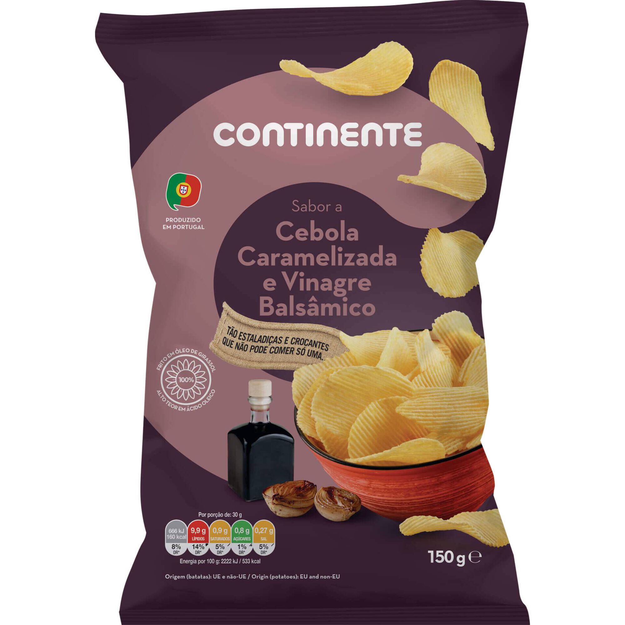 Batata Frita Ondulada Sabor Cebola Caramelizada e Vinagre Bals&acirc;mico Continente