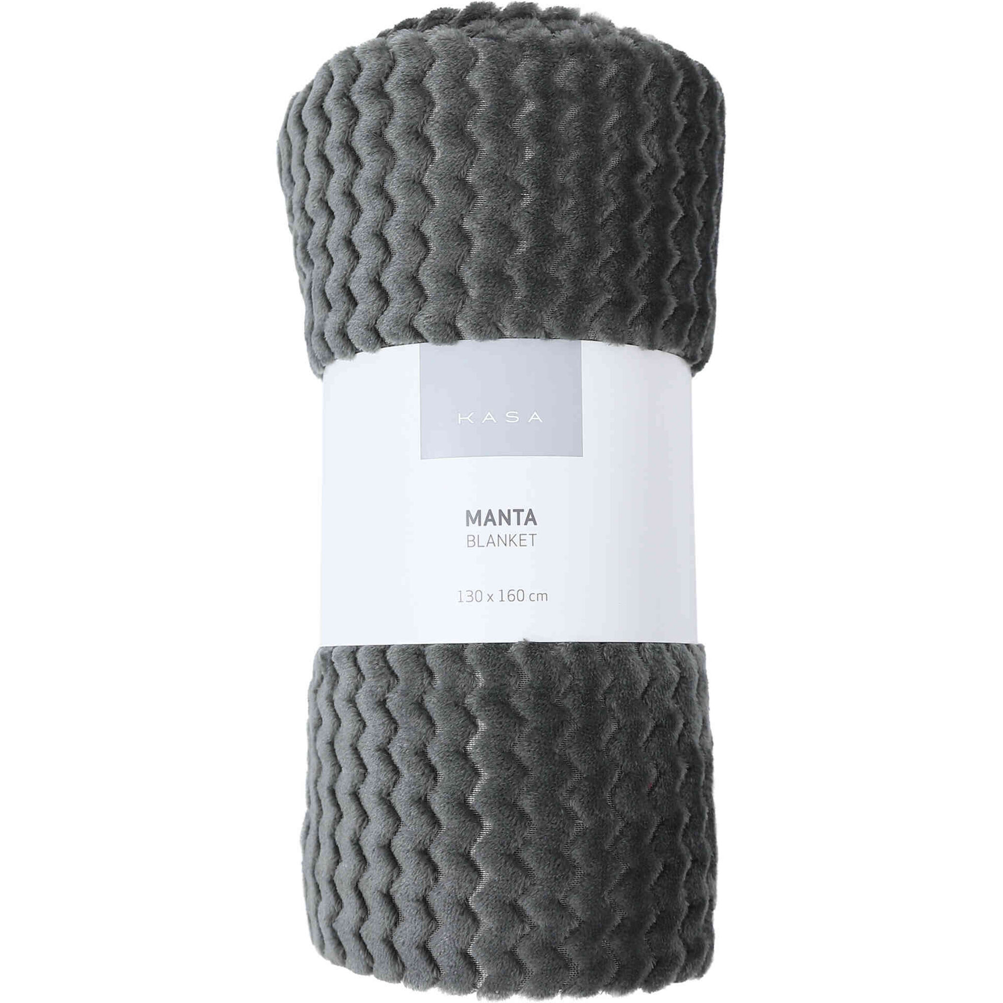 Manta Flanela Jacquard 160x130cm Zig Zag Cinza Kasa