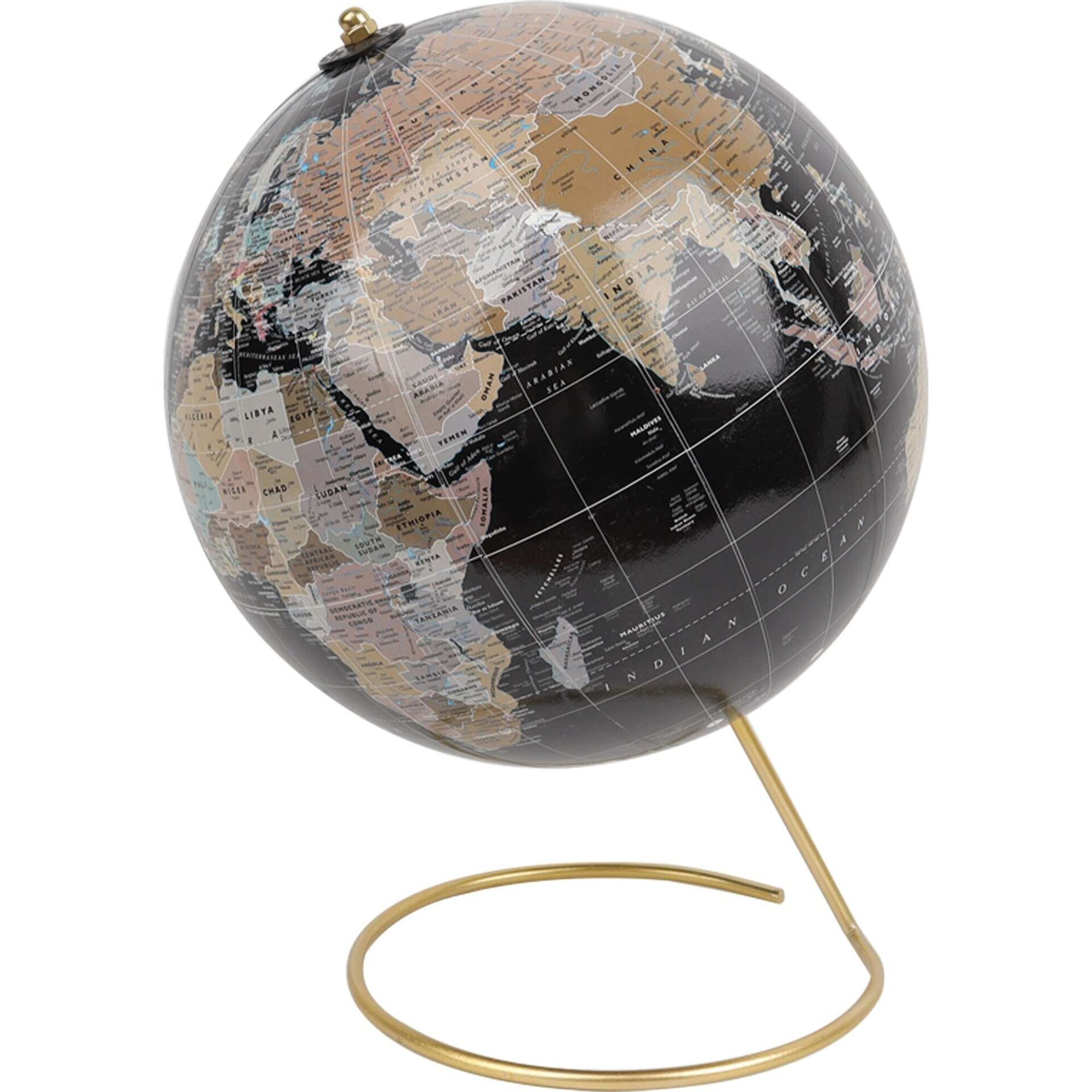 Globo Preto com P&eacute; Dourado Kasa