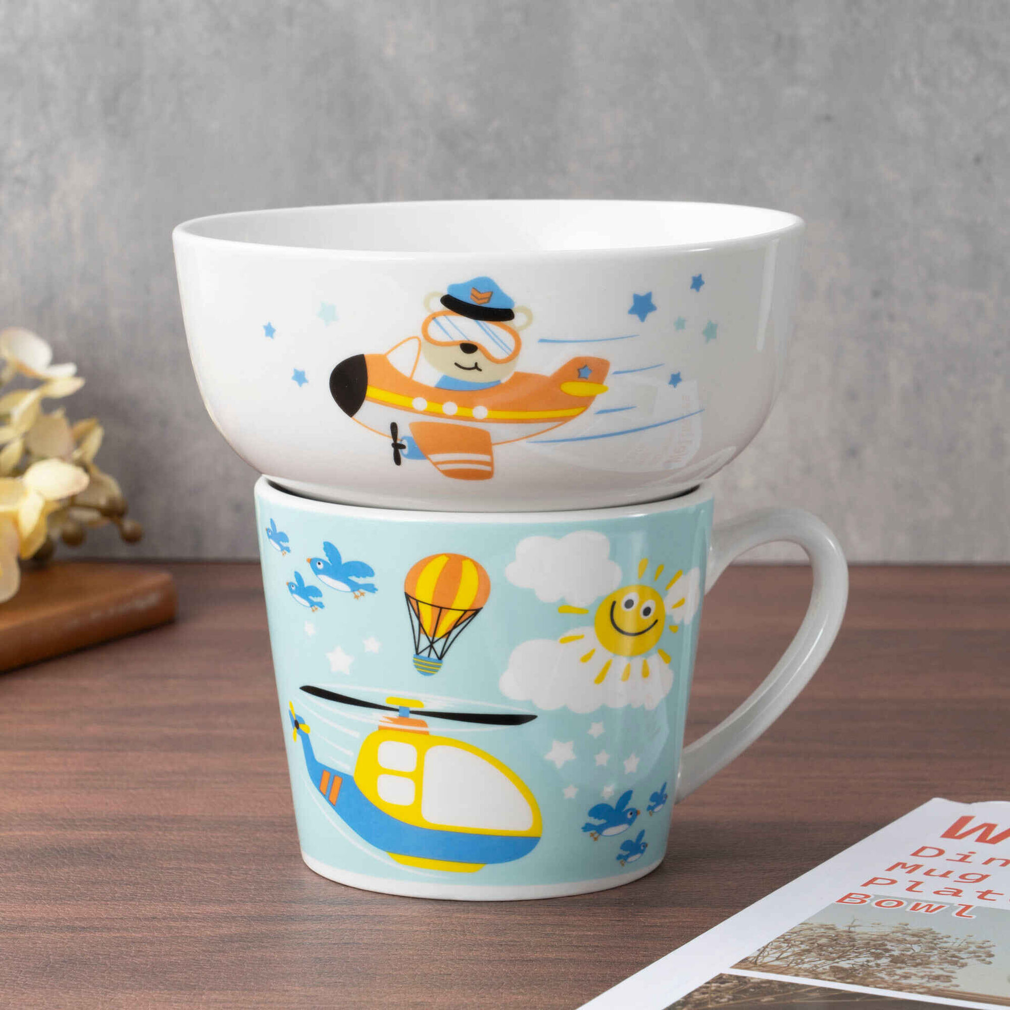 Conjunto Caneca e Ta&ccedil;a Avi&atilde;o Kasa