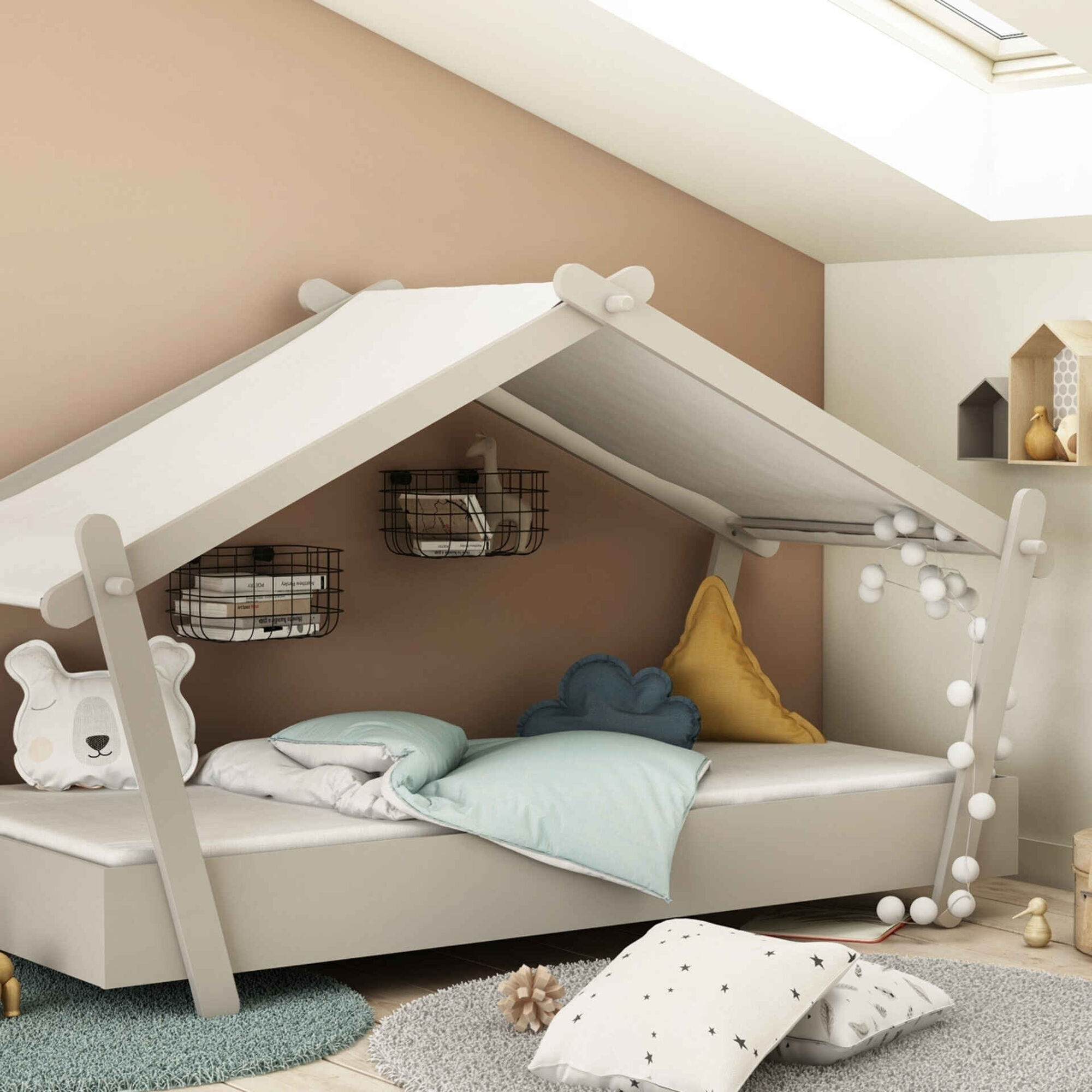 Cama Tenda 223,2x105,5x129,7cm Cinza Claro Lodge