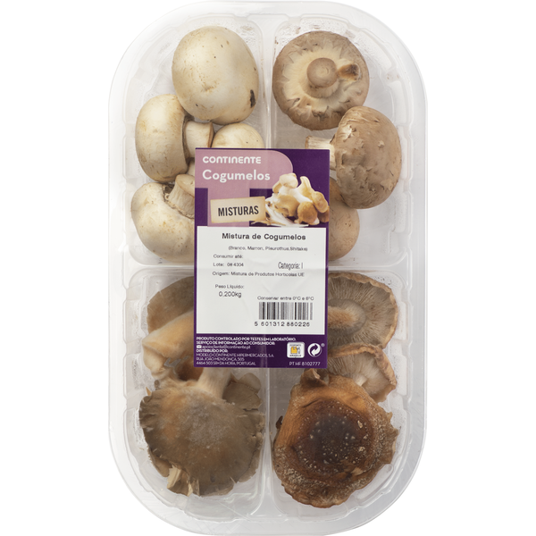 Mix Cogumelos Brancos, Marron, Shitake e Pleurothus Frescos Continente