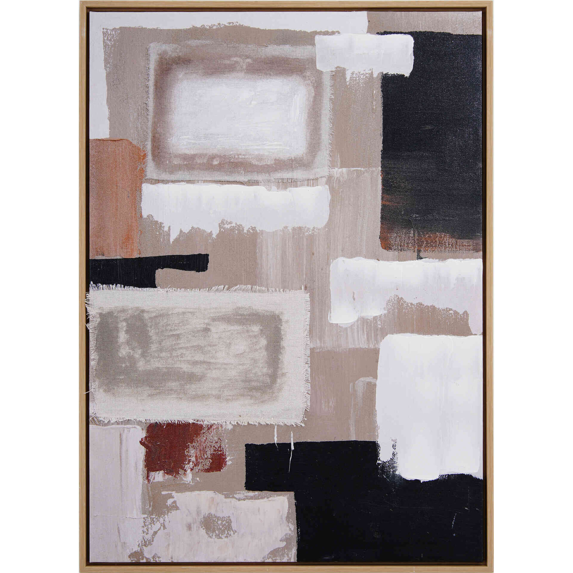 Quadro a Óleo 50x70cm Abstrato Branco e Preto