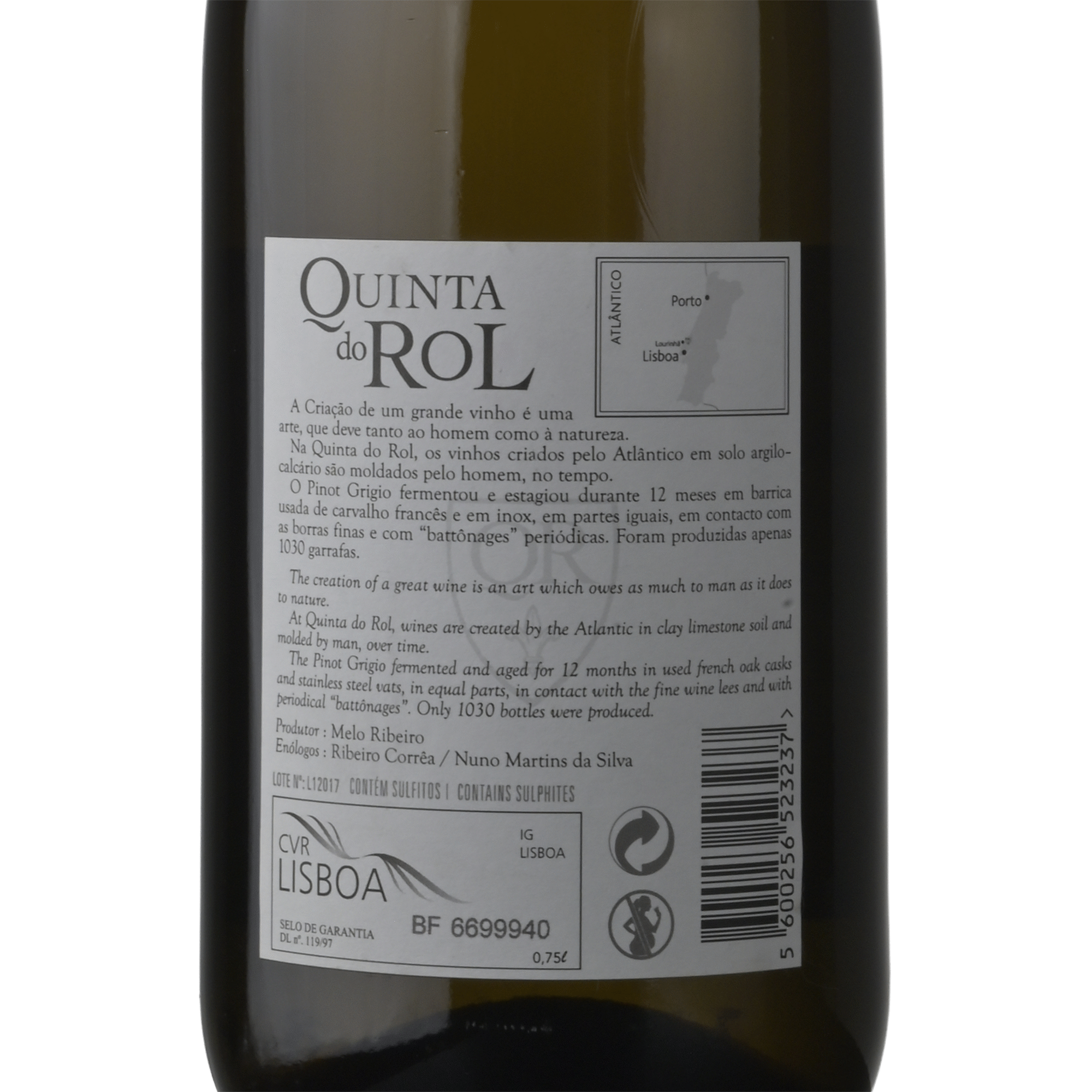 Quinta do Rol Pinot Grigio Barrica Lisboa Vinho Branco